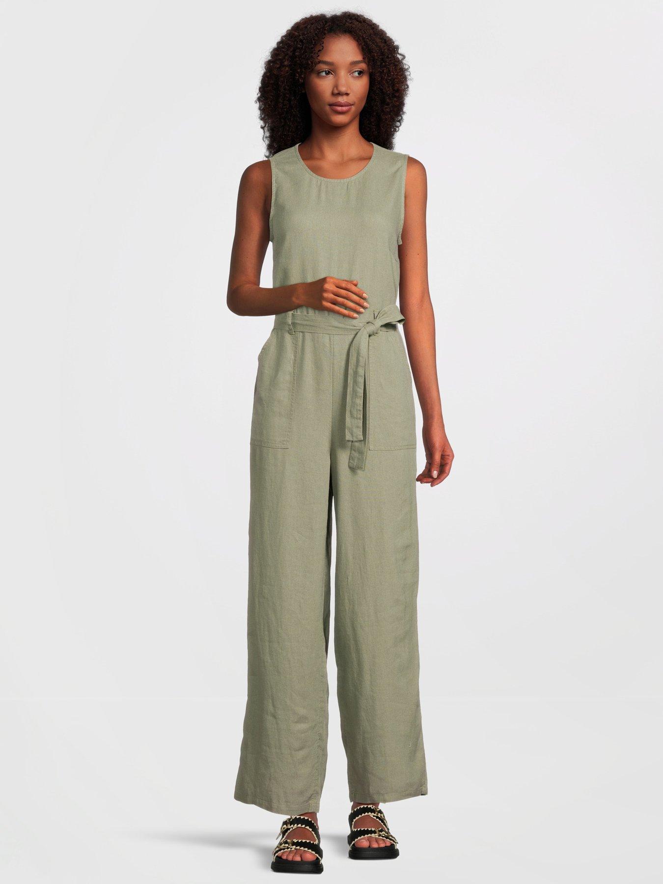 Only Belted Linen Jumpsuit Green Very