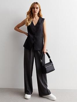 new look black linen blend longline waistcoat