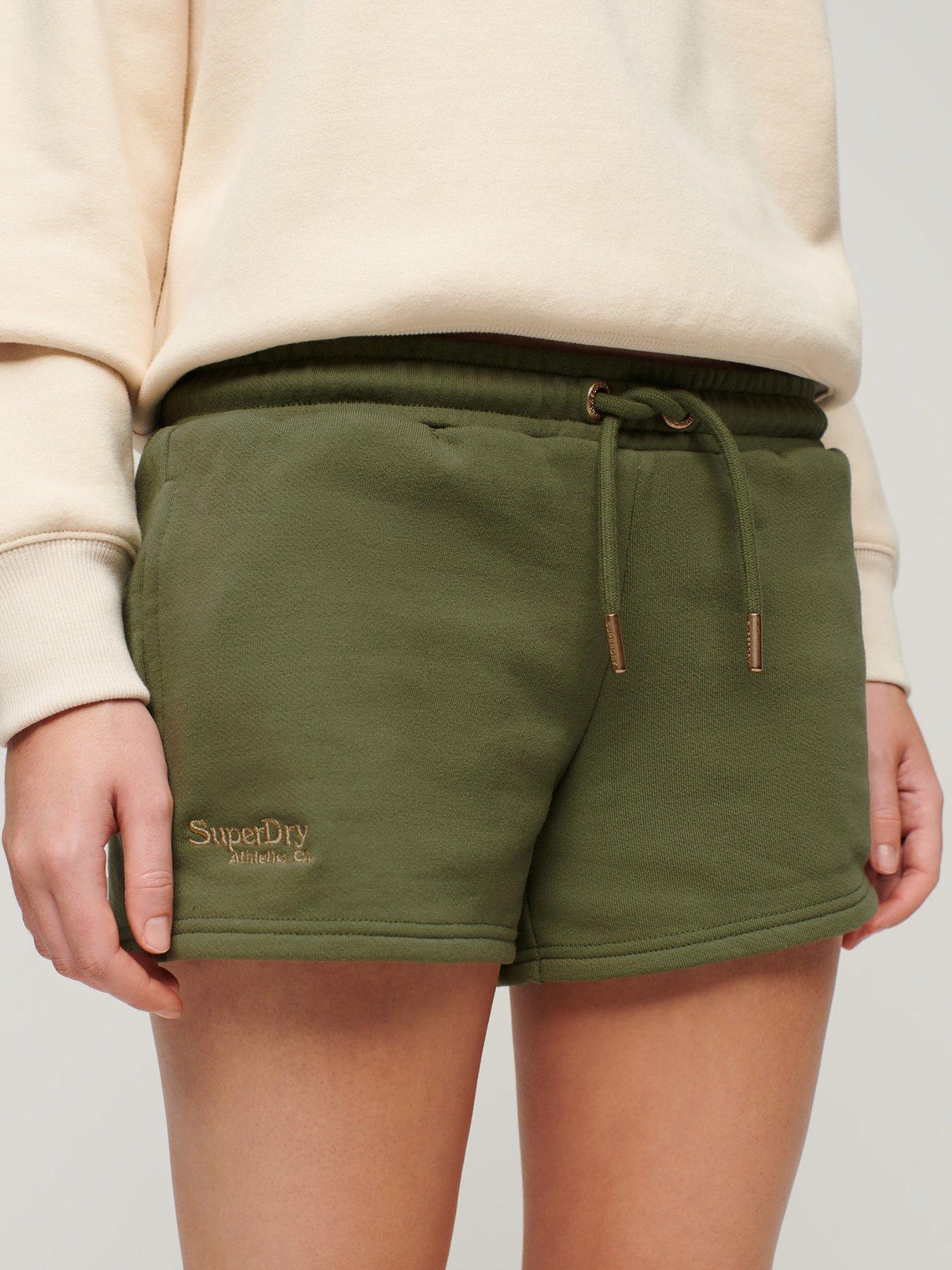 Superdry Essential Logo Shorts - Green, Green, Size 12, Women