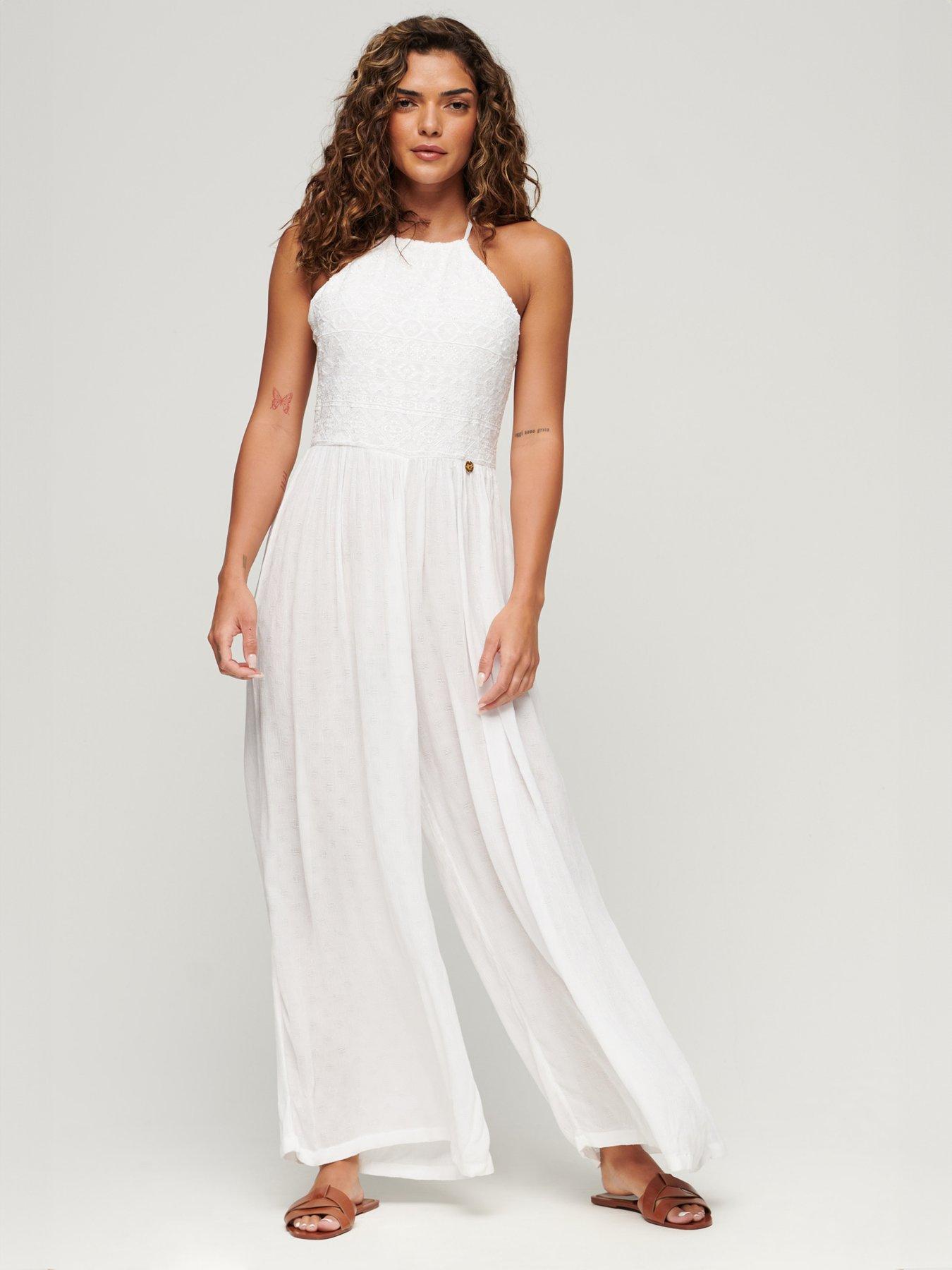 Superdry Embroidered Jumpsuit White Very