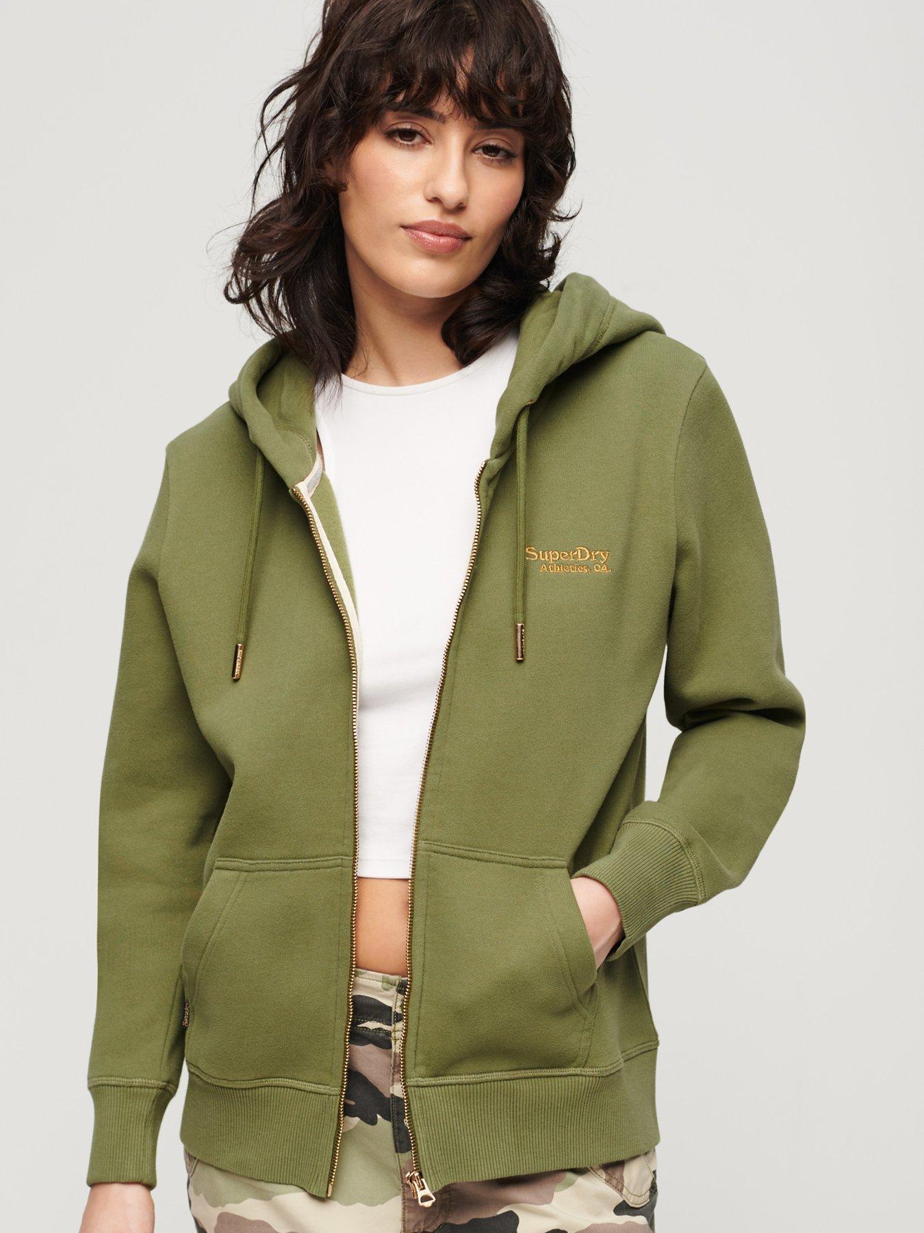 Superdry Essential Logo Zip Hoodie Green Very