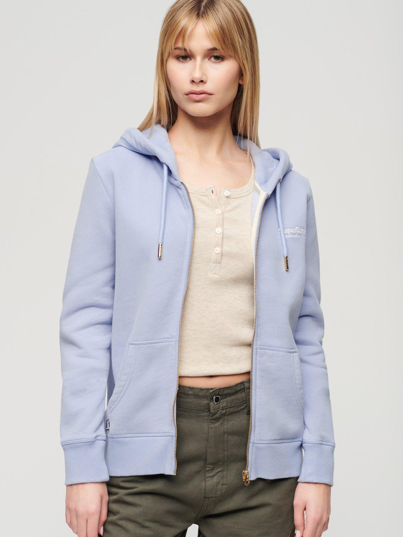 Essential Logo Zip Hoodie Blue