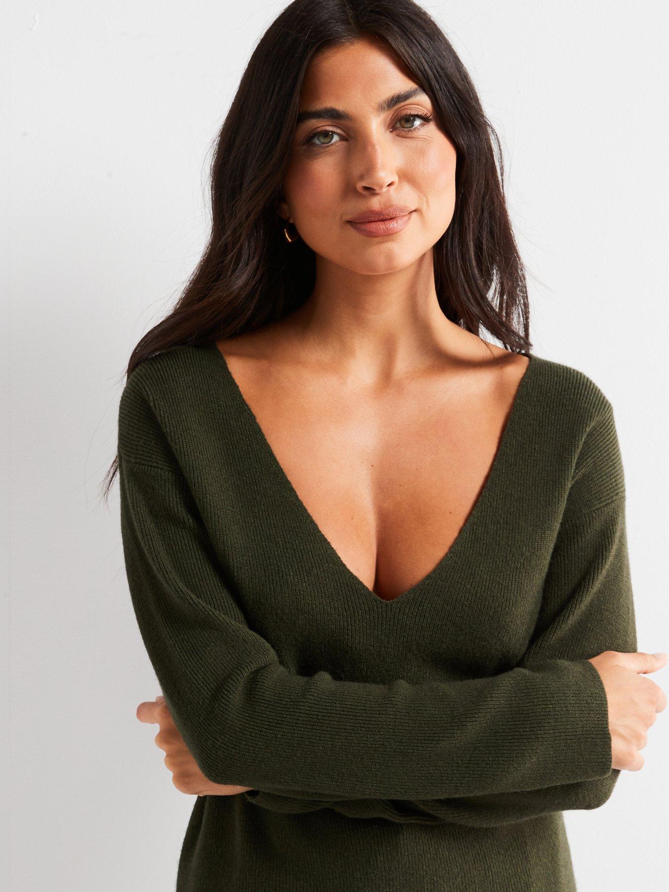 Longline Jumper Deep V Jumper Everyday V Neck Longline Jumper