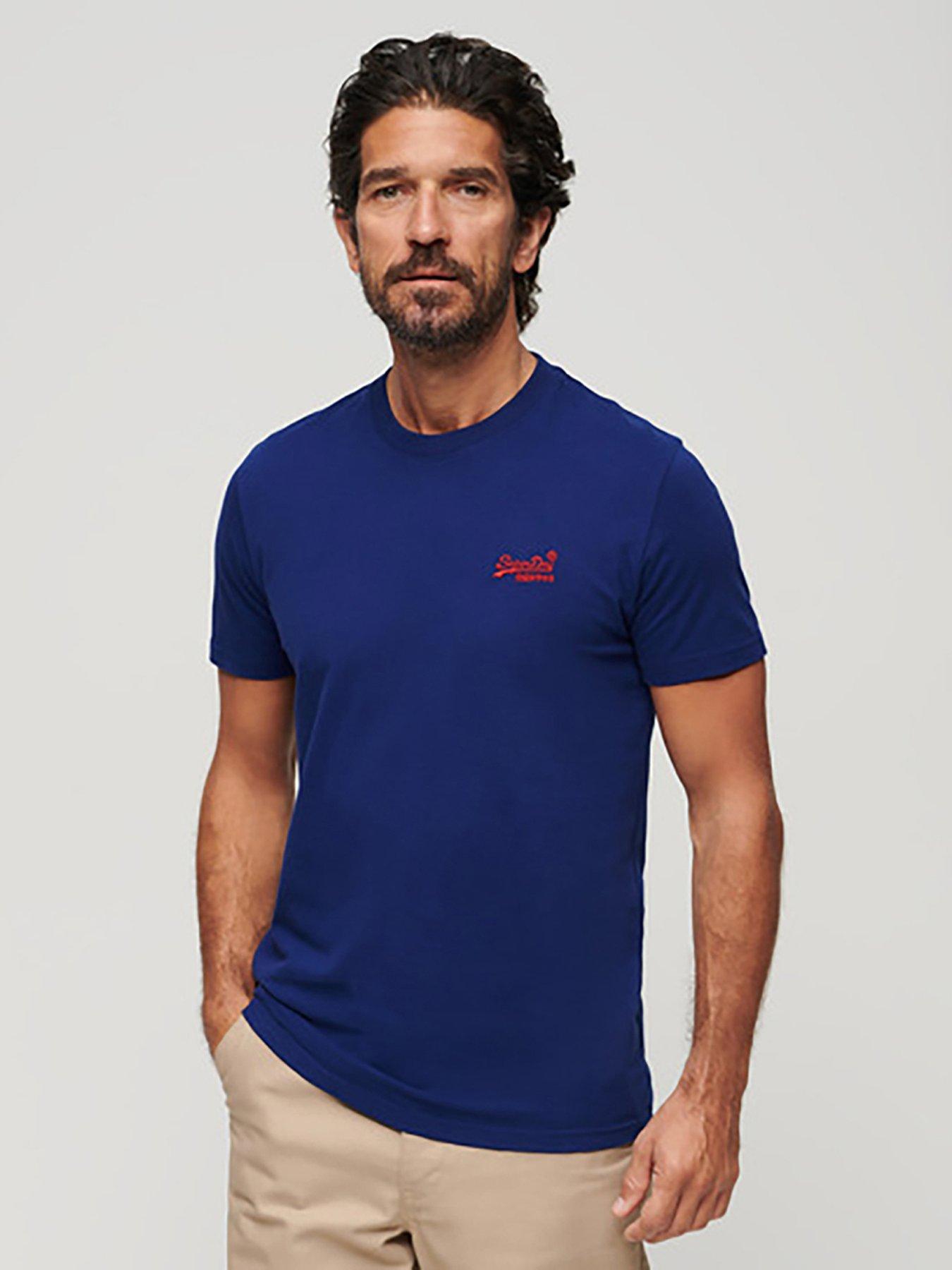 Superdry Essential Logo Embroidered T-Shirt, Dark Blue, Size S, Men
