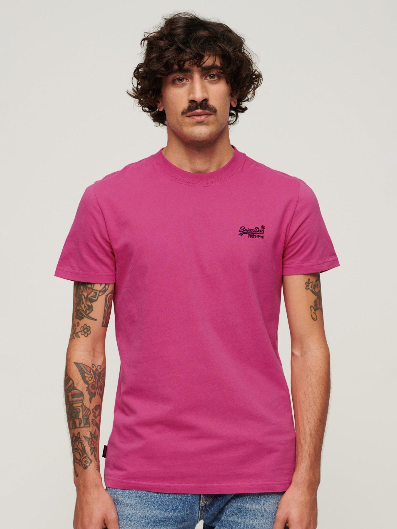 undefined Essential Logo Embroidered T-Shirt - Bright Pink