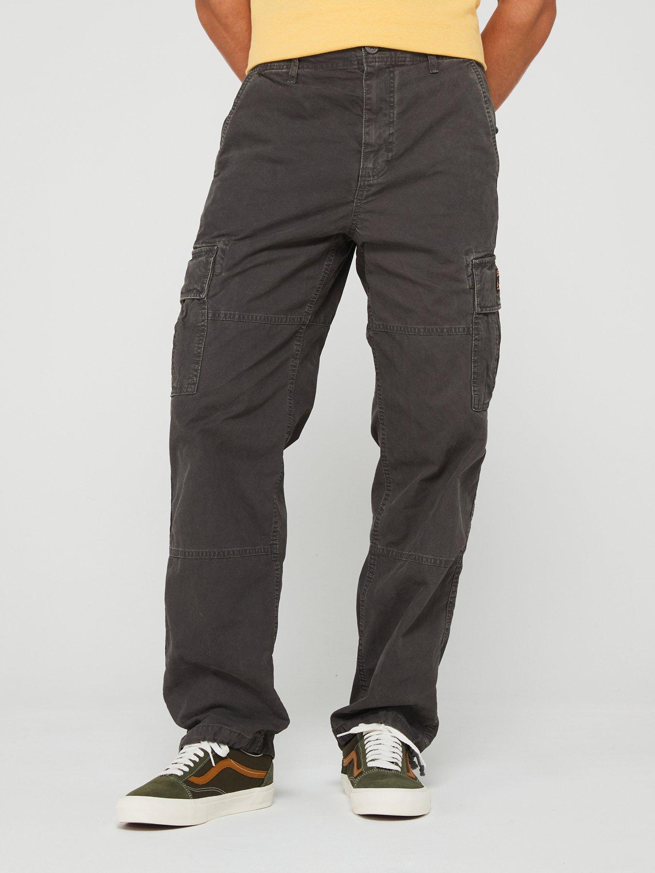 undefined Cotton Baggy Cargo Trousers - Dark Grey