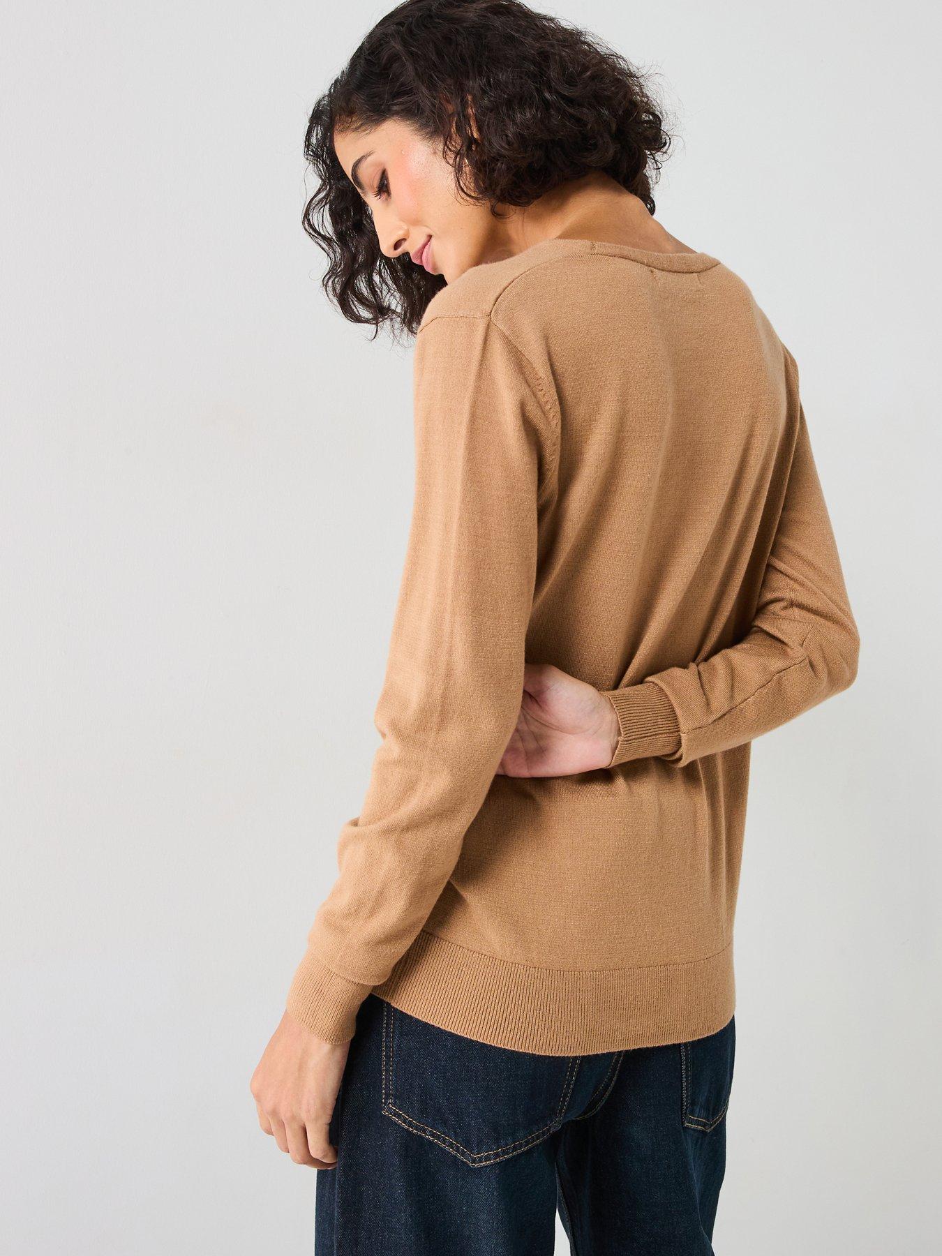 Image 2 of 5 of Everyday V Neck Knitted Jumper - Neutral