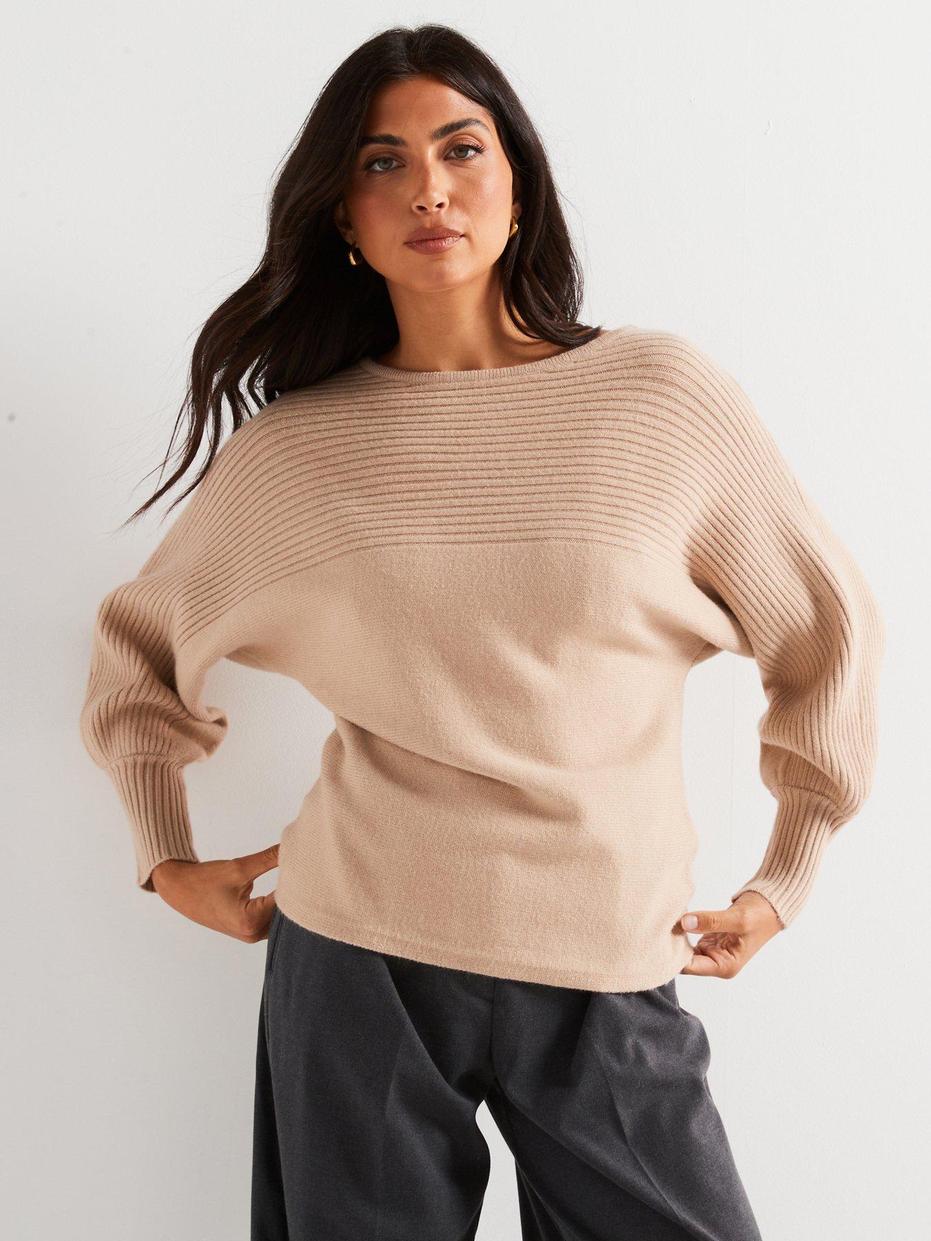 Cream slash neck jumper outlet