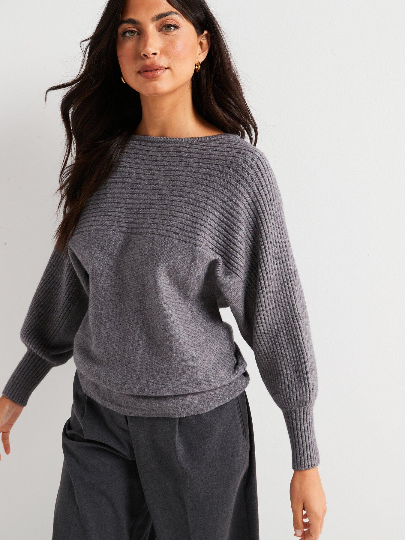 Grey slash neck jumper best sale