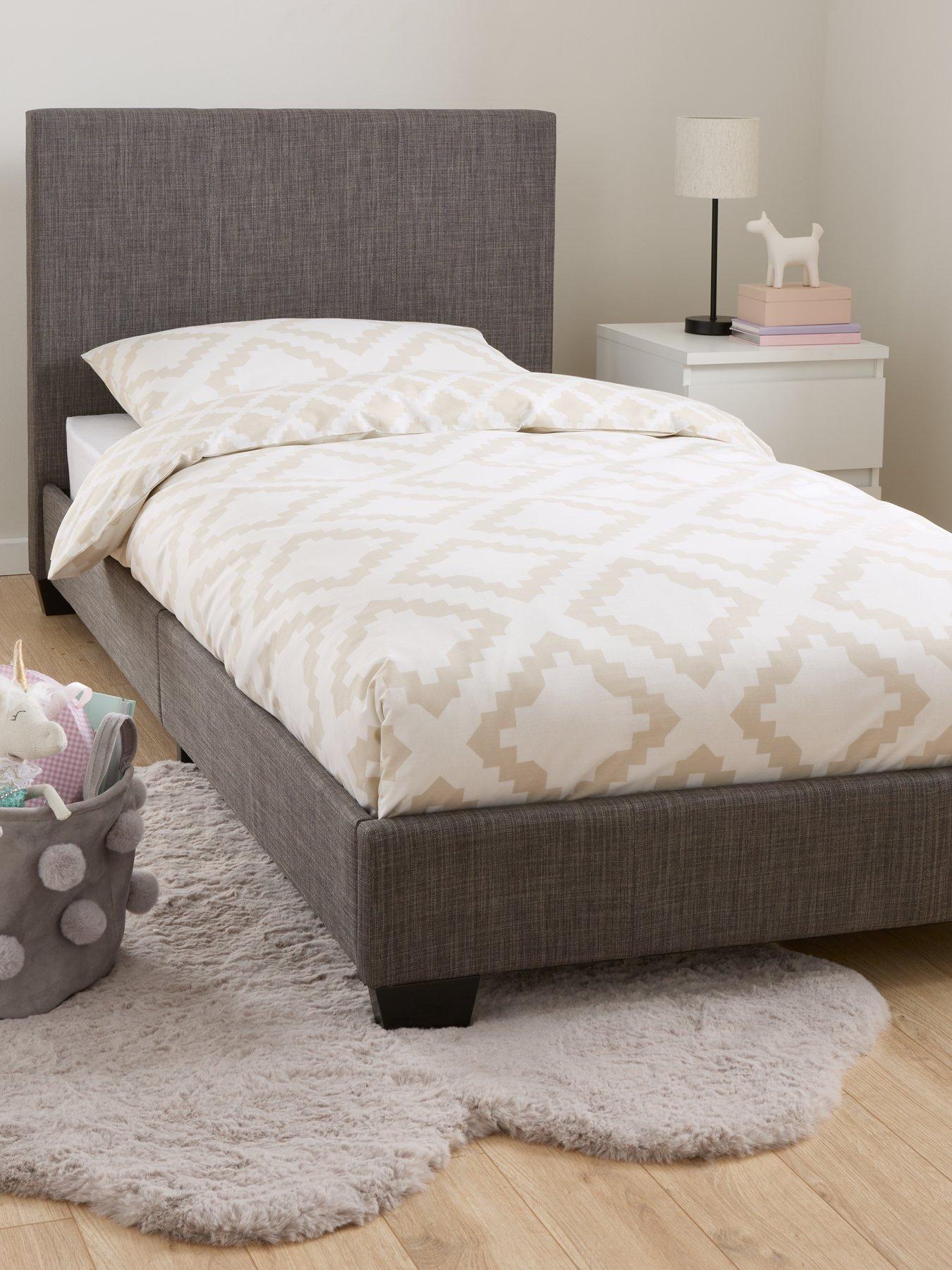 undefined Riley Fabric Single Bed Frame with Mattress Options (Buy  &  SAVE!) - Dark Grey