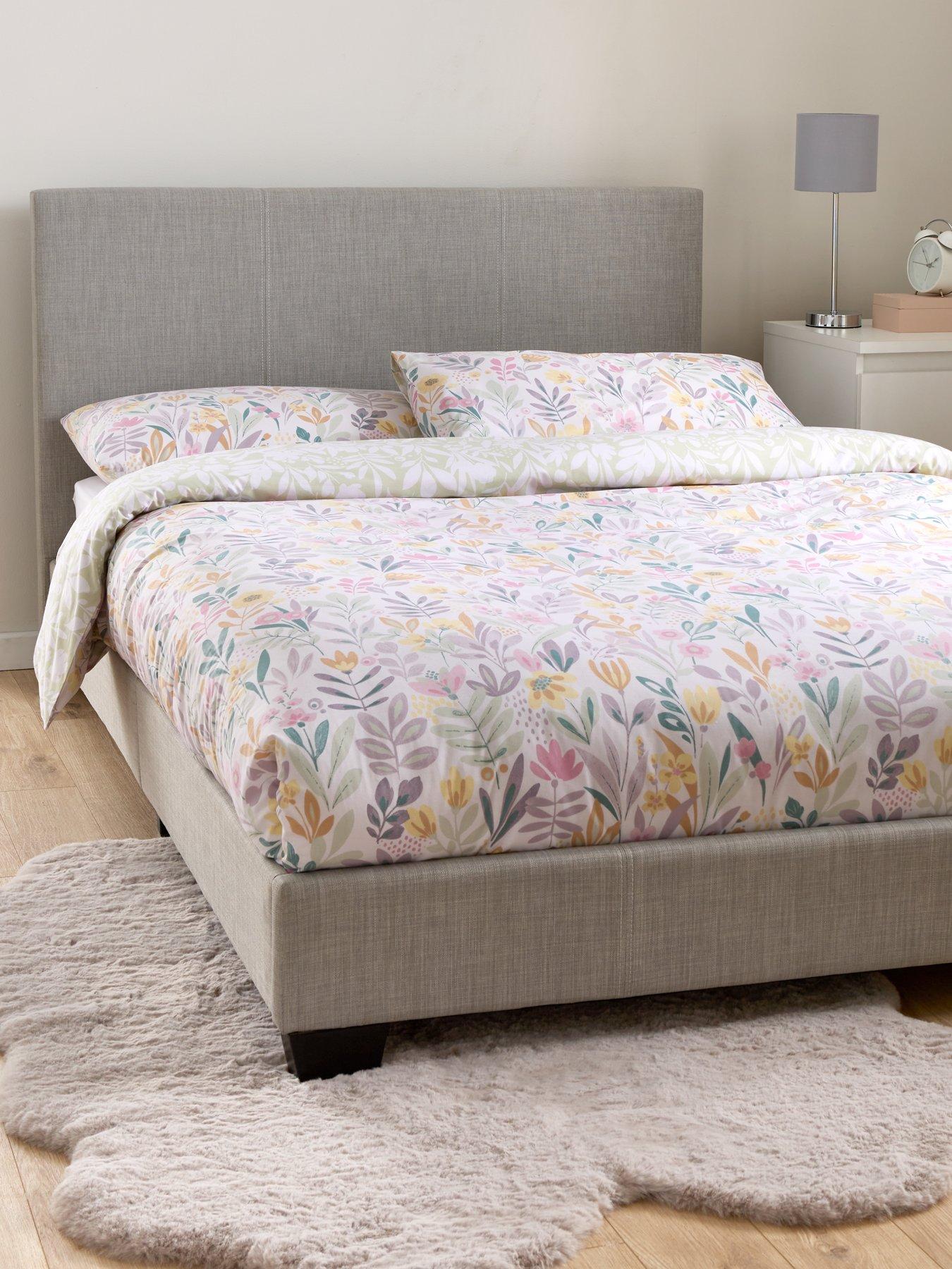 undefined Riley Fabric Small Double Bed Frame with Mattress Options (Buy  &  SAVE!) - Light Grey