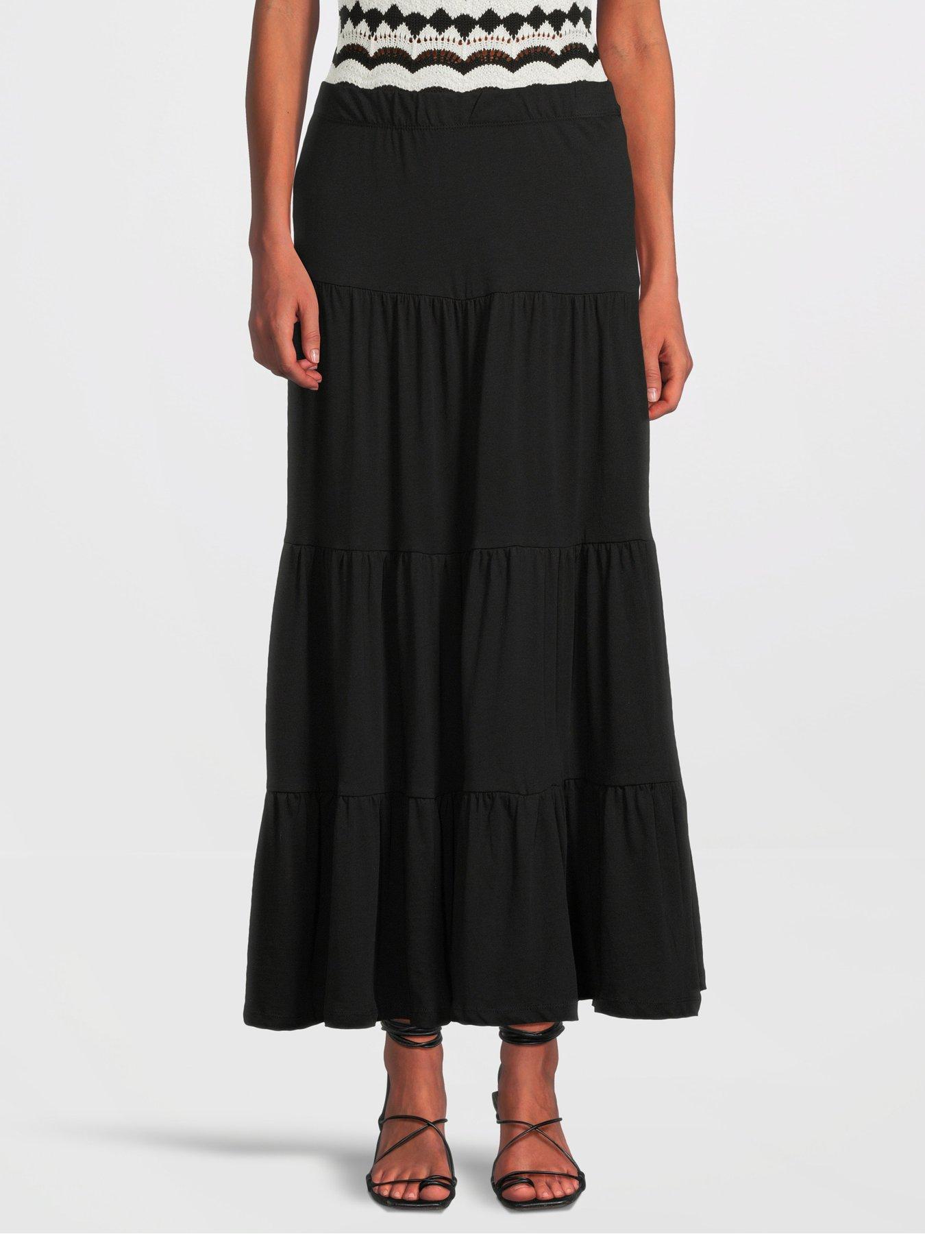 Tiered Maxi Skirt Black