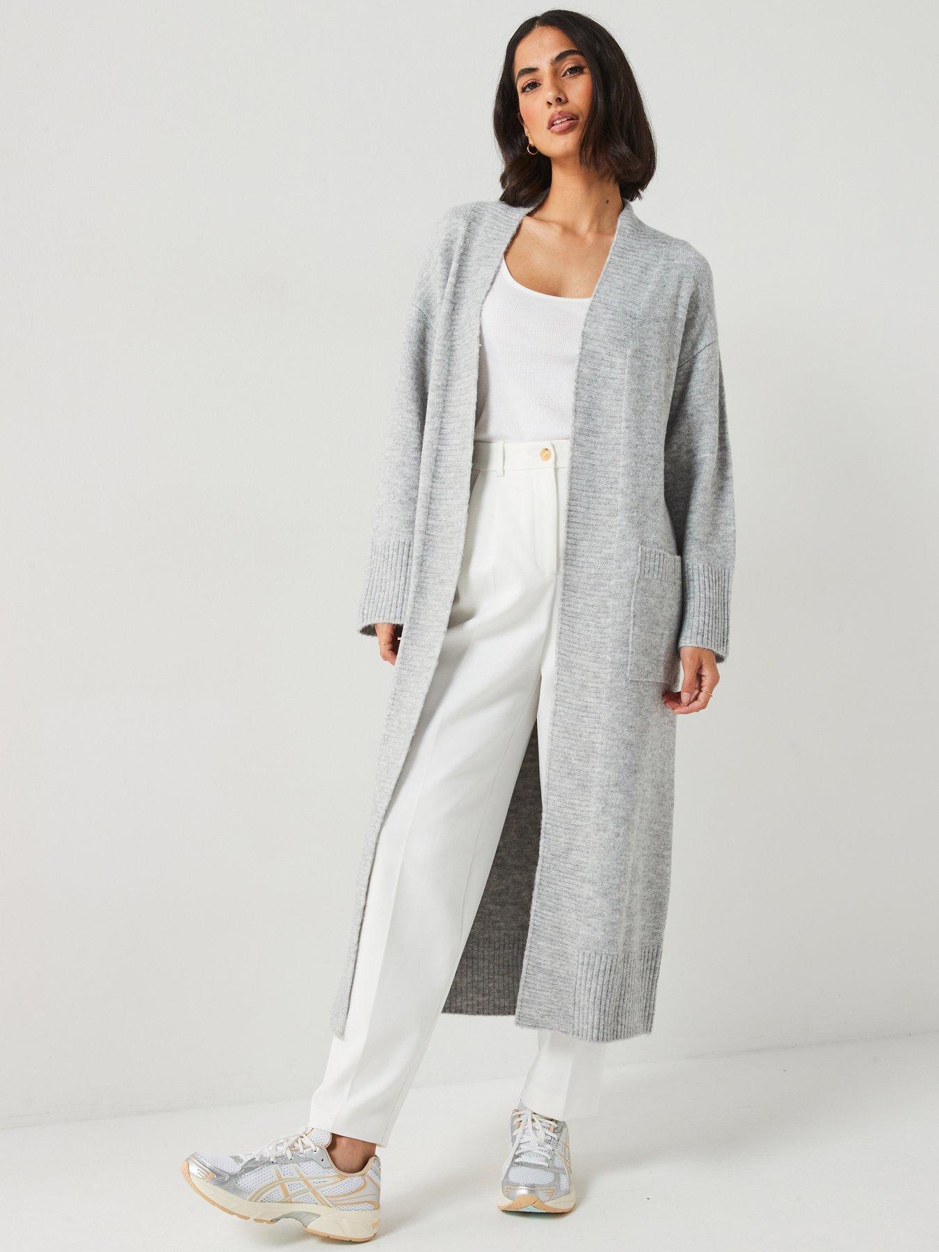 V By Very Edge To Edge Maxi Cardigan - Grey