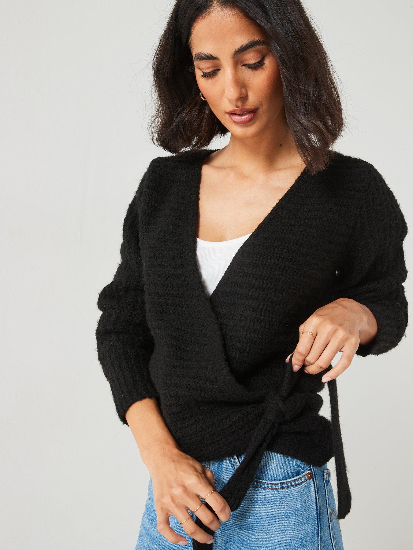 Knit Wrap Black Wrap Around Cardigan V By Very Knitted Wrap