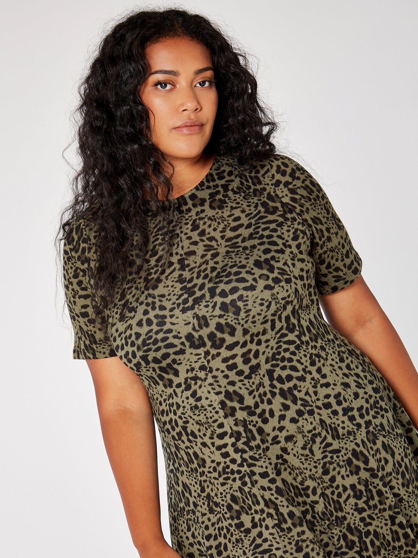 Apricot leopard clearance print dress