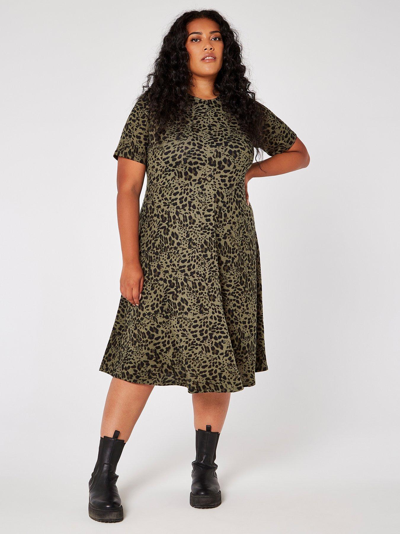 Apricot leopard shop print dress