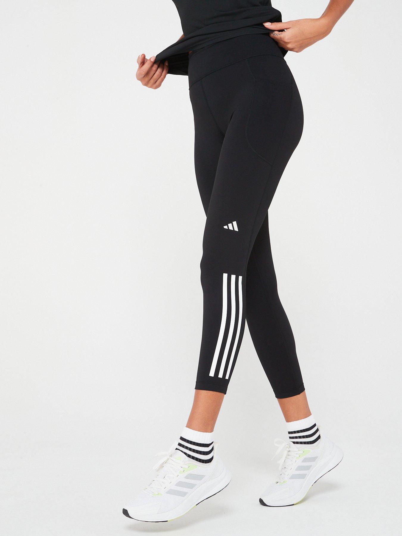 adidas Women's Running Dailyrun 3 Stripe 7/8 Leggings - Black, Black, Size S, Women