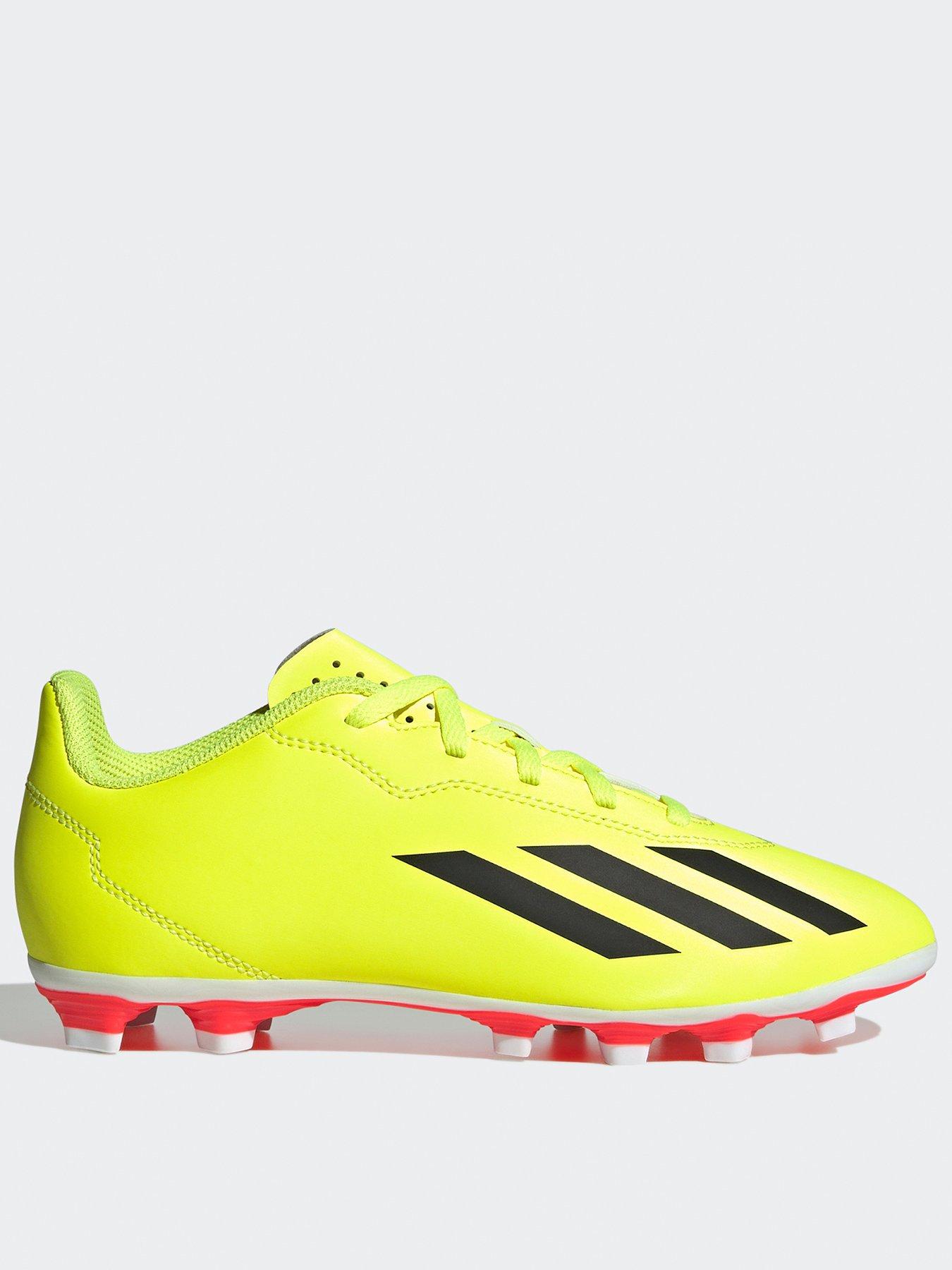 adidas Junior X Crazyfast Club Flexible Ground Football Boots - Yellow/Black/White, Black/White, Size 11