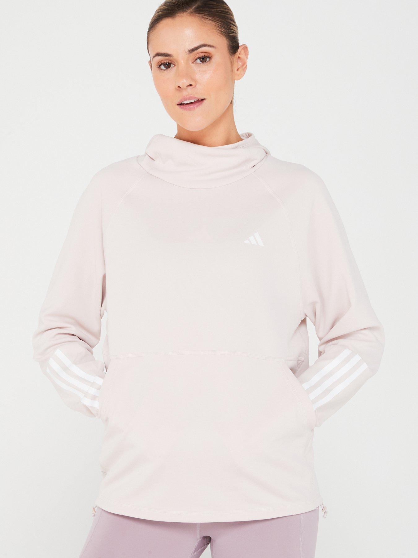 Women s Running Own The Run 3 Stripes Hoodie Pink