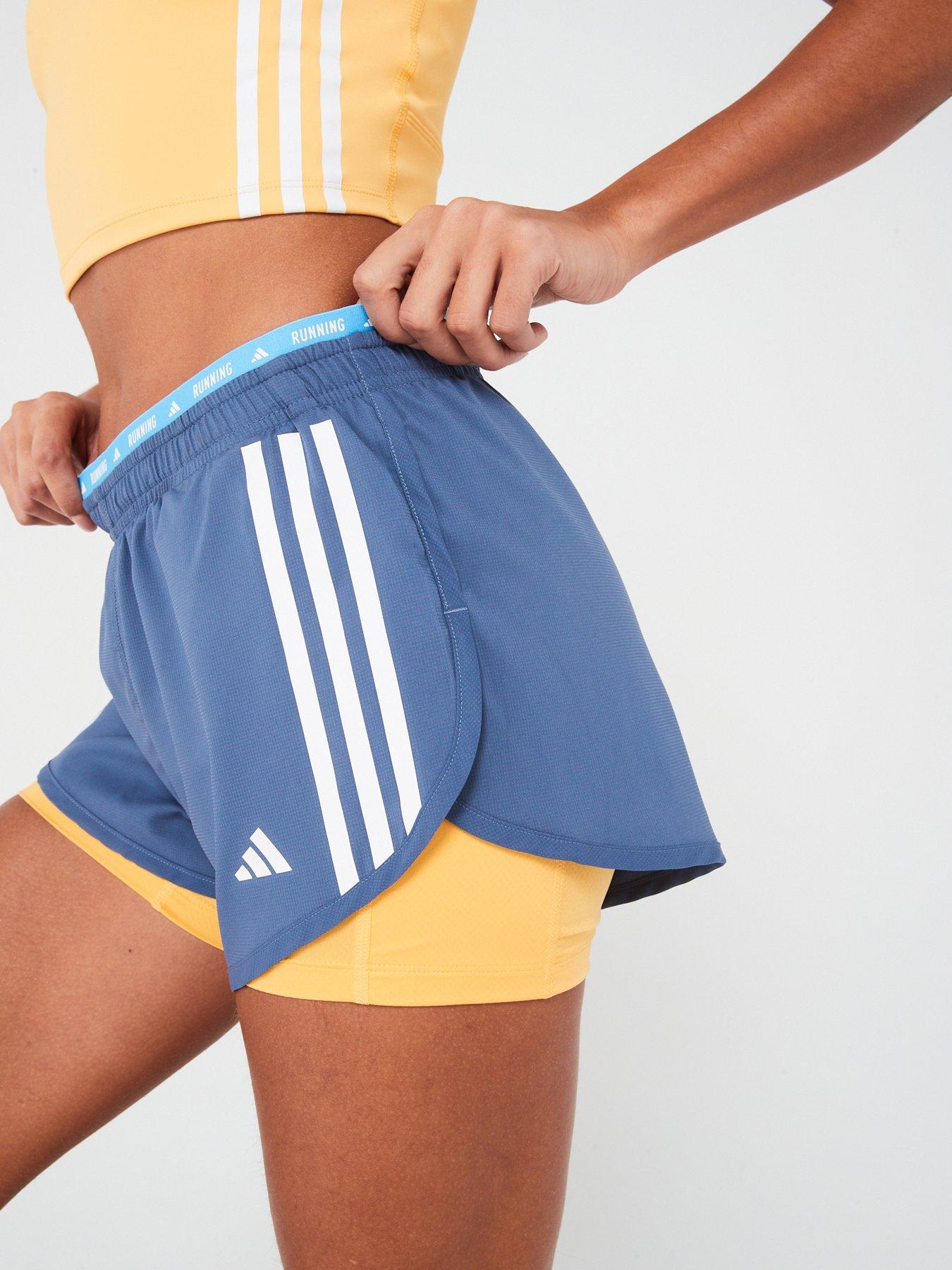 Women s Running Own The Run 3 Stripes 2 in 1 Shorts Navy