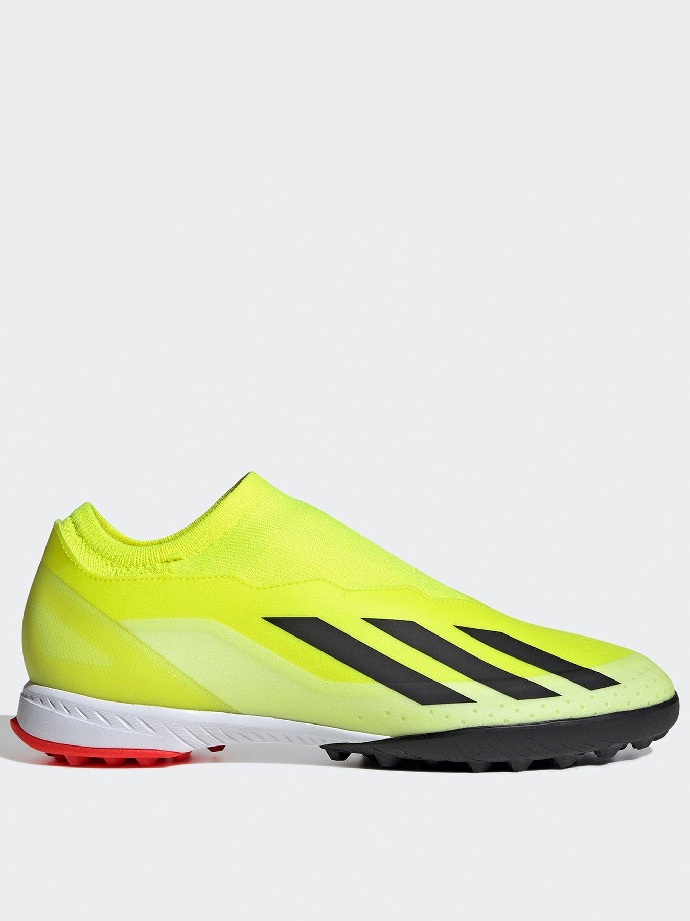 adidas Mens X Crazyfast League Laceless Turf Football Boots - Yellow/Black/White, Black/White, Size 9.5, Men