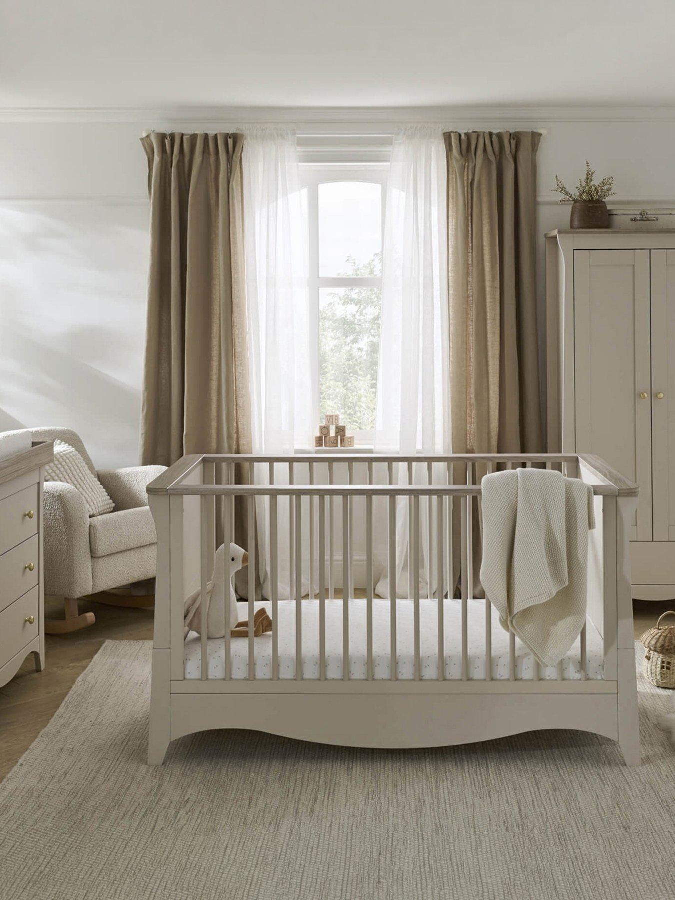 CuddleCo Clara 3 Piece Nursery Furniture Set With Mattress Options Cashmere Ash, Cashmere/Ash