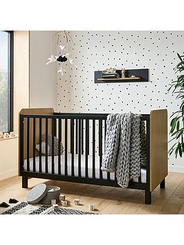 Product photograph of Cuddleco Rafi Cot Bed - Oak And Black from very.co.uk