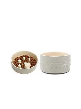 Product photograph of Scruffs Icon Slow Feeder Amp Drink Bowl Set - Light Grey 20cm from very.co.uk