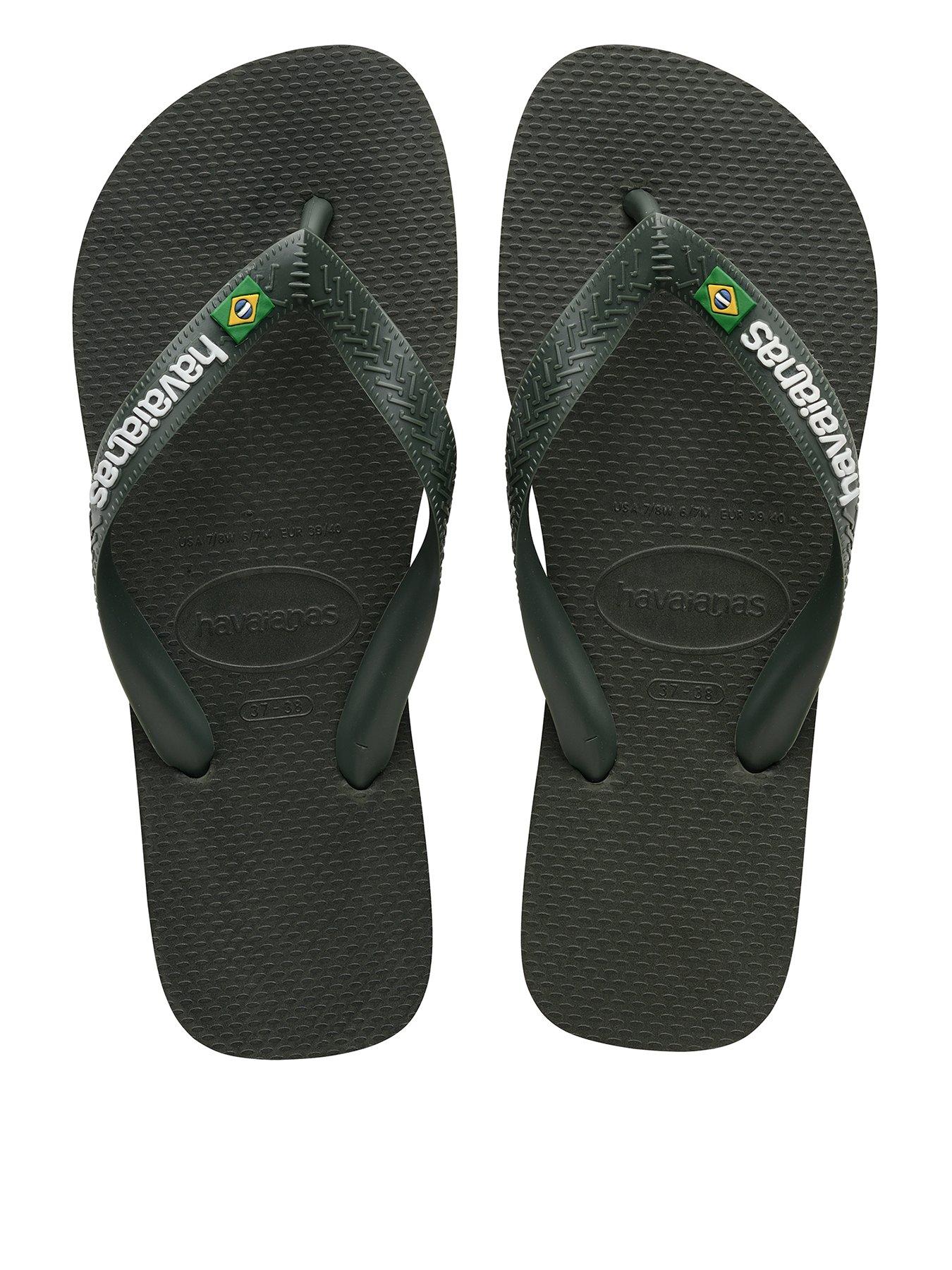 Havaianas Brasil Logo Flip Flop - Green, Green, Size 6-7, Men