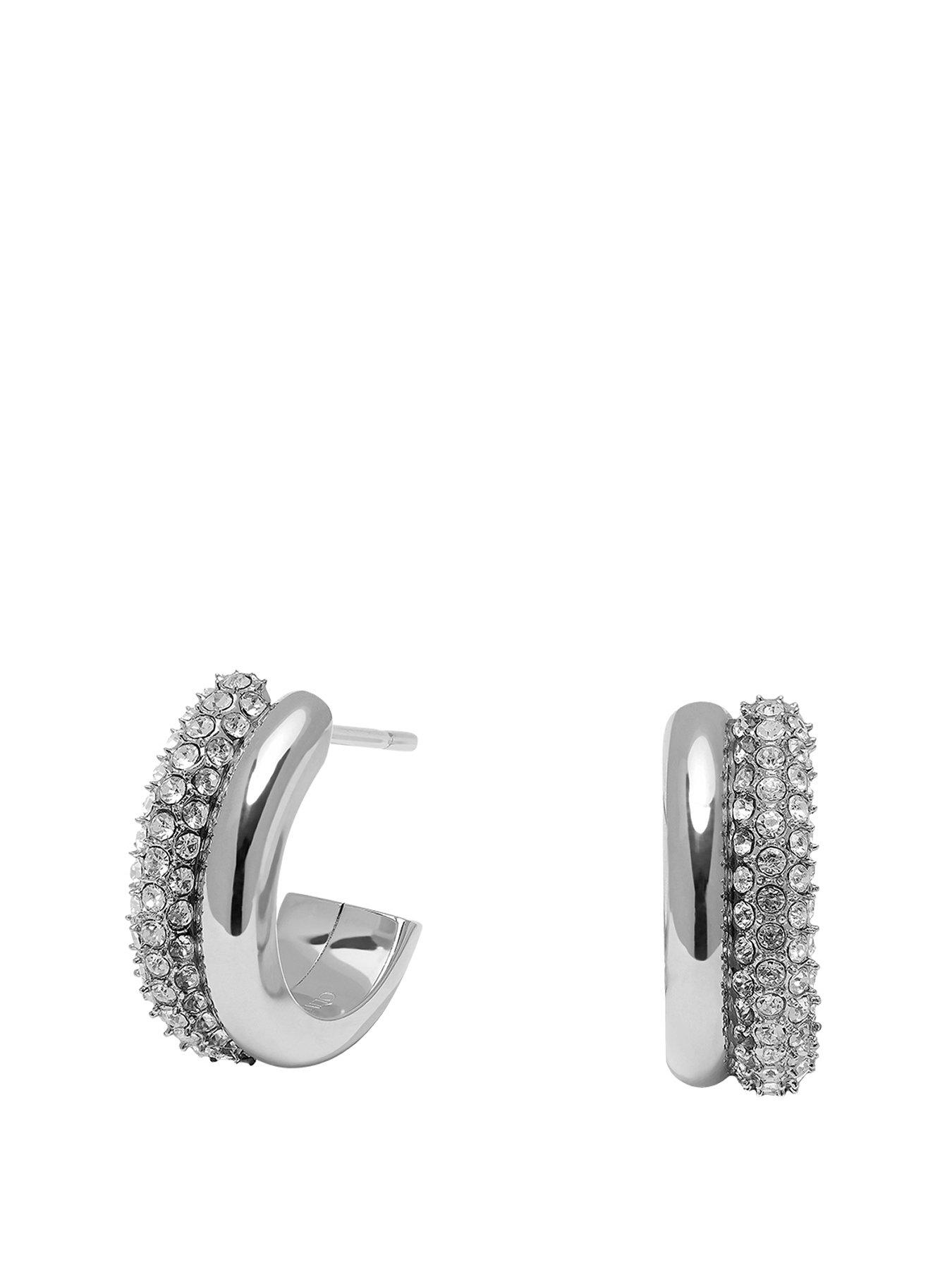 Product photograph of Olivia Burton Entwine Stainless Steel Hoop Earrings from very.co.uk
