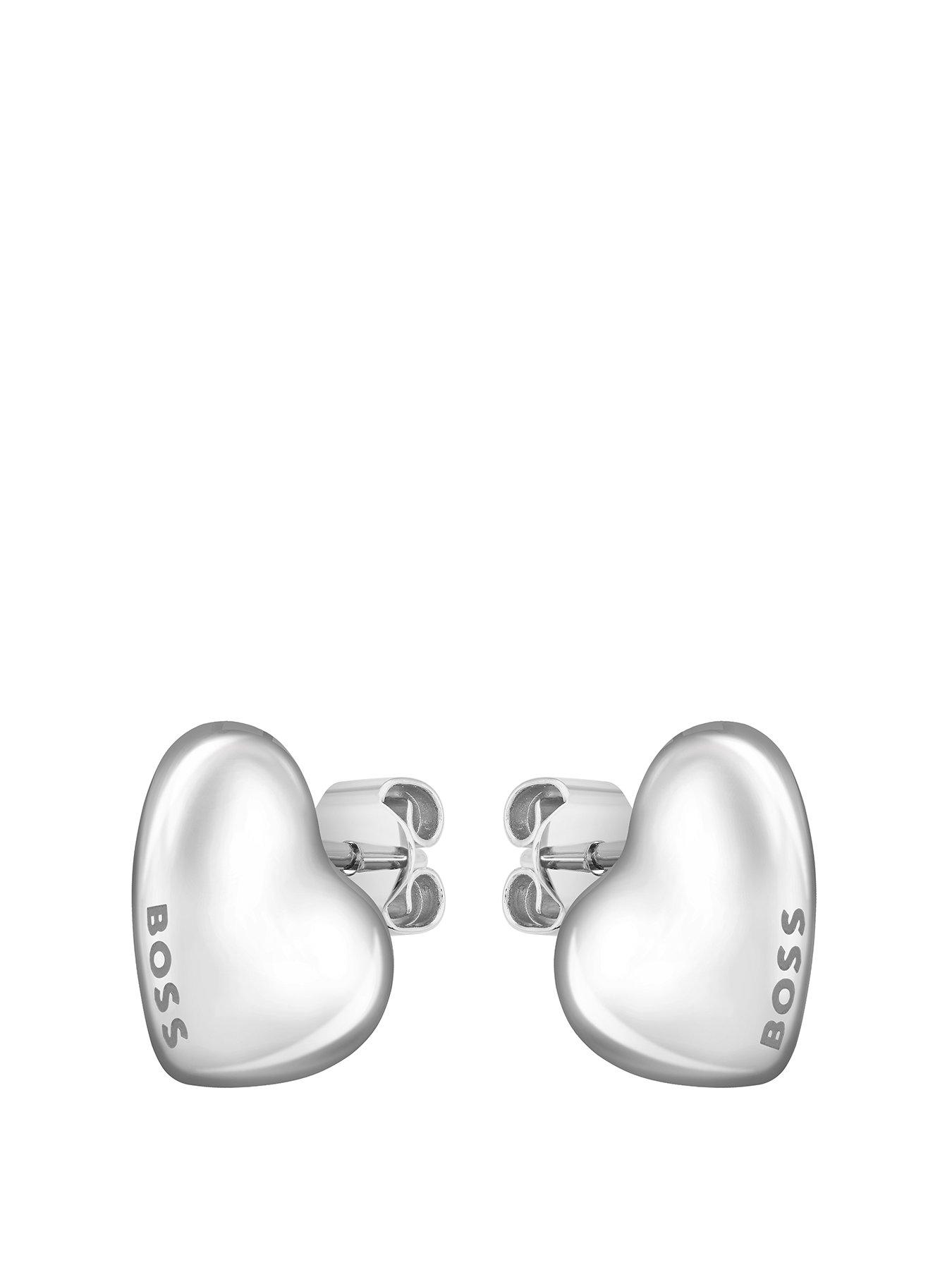Product photograph of Boss Ladies Boss Honey Stainless Steel Heart Earrings from very.co.uk