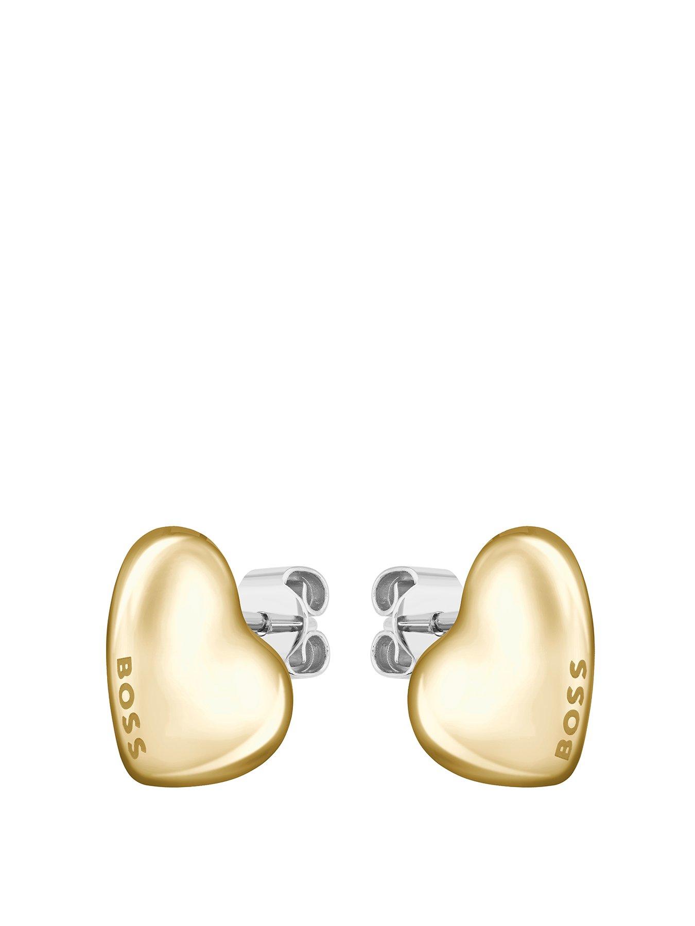 Product photograph of Boss Ladies Boss Honey Light Yellow Gold Heart Earrings from very.co.uk