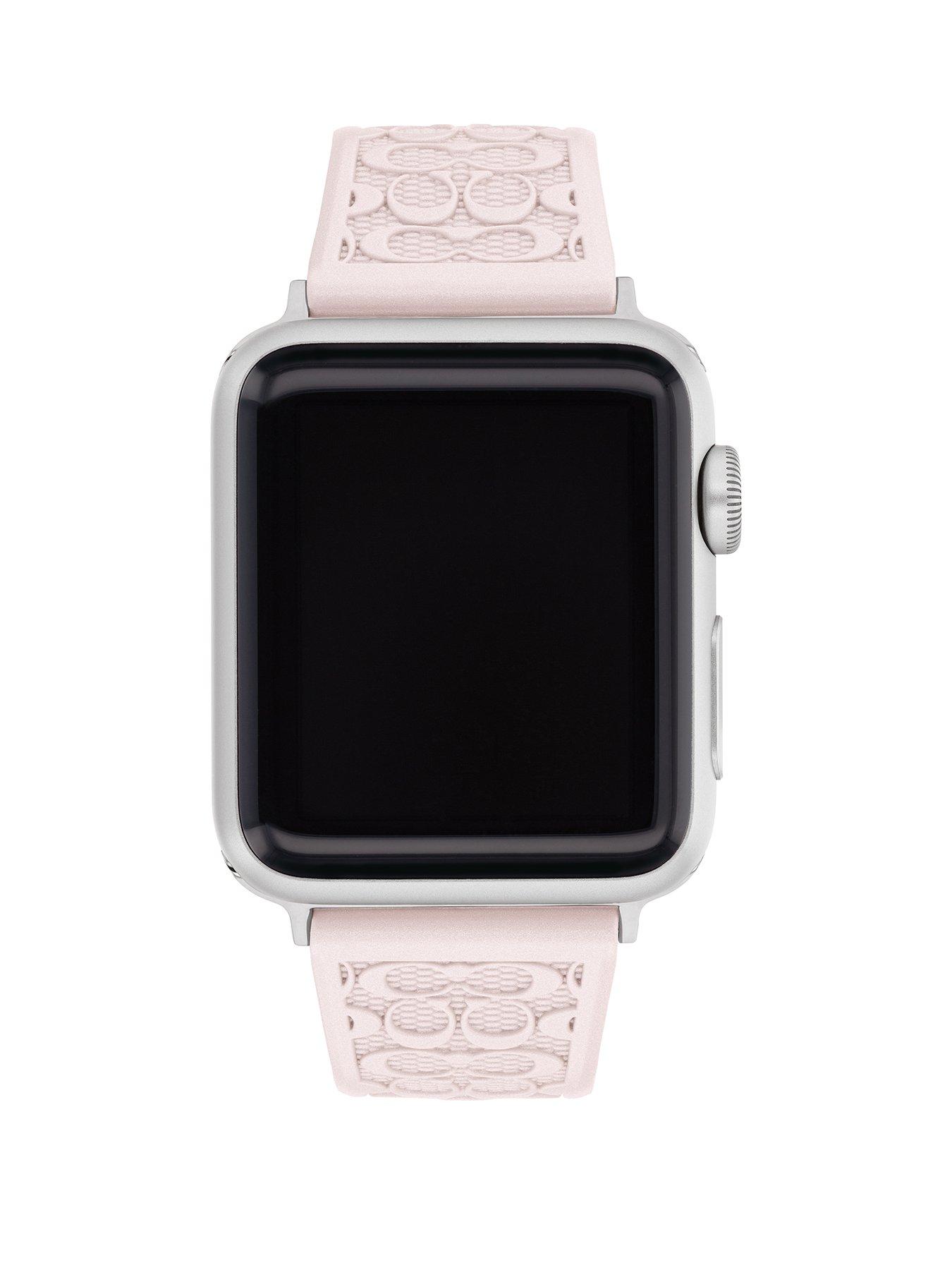 Product photograph of Coach Ladies Blush Pearl Apple Watch Strap from very.co.uk