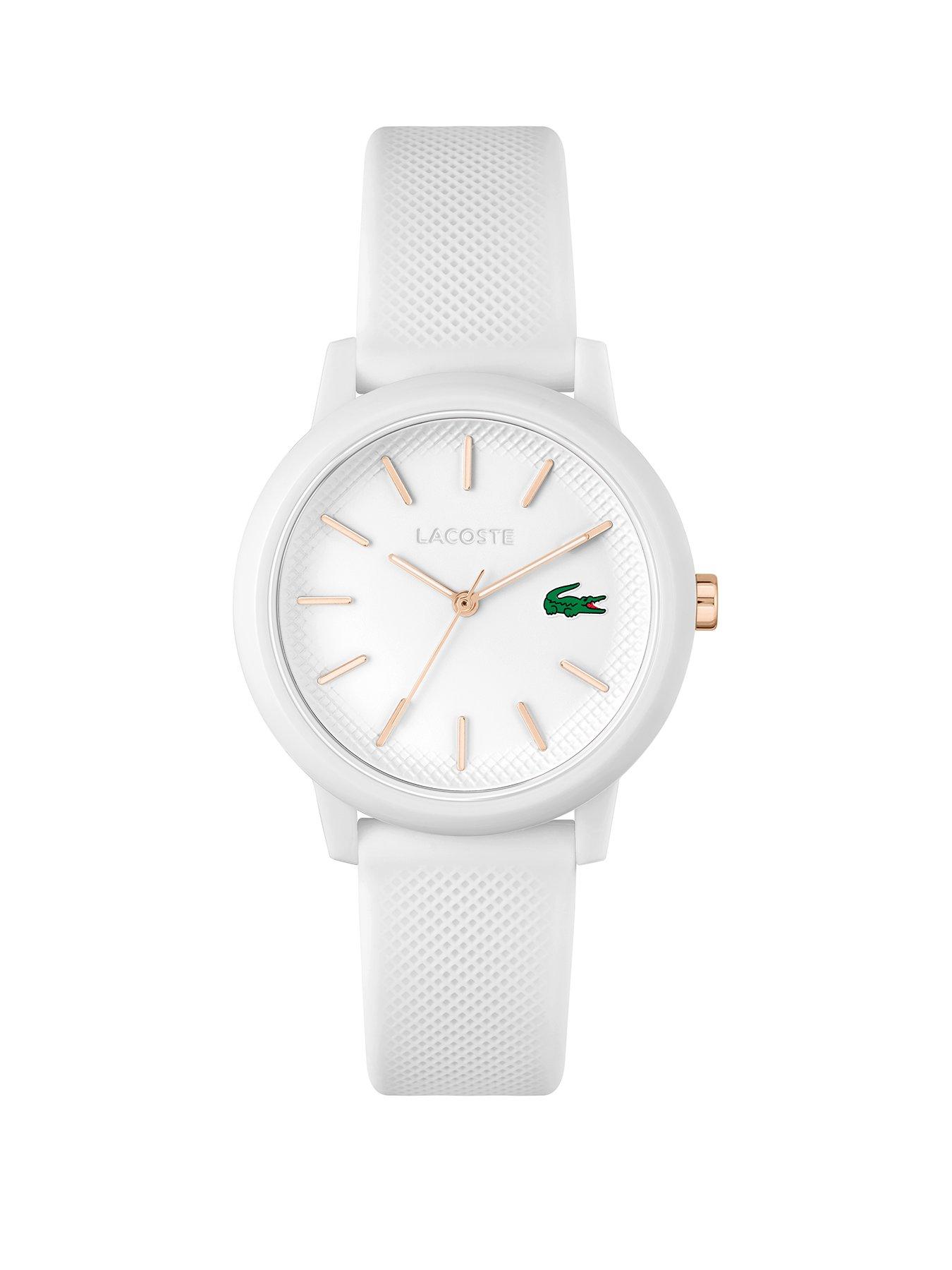 Product photograph of Lacoste Women S 36mm 12 12 White Dial Watch On A White Silicone Strap from very.co.uk