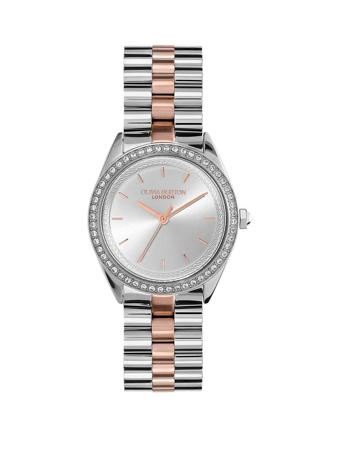 undefined 34mm Bejewelled Crystal Bezel Stainless Steel  &  Carnation Gold IP Bracelet Watch