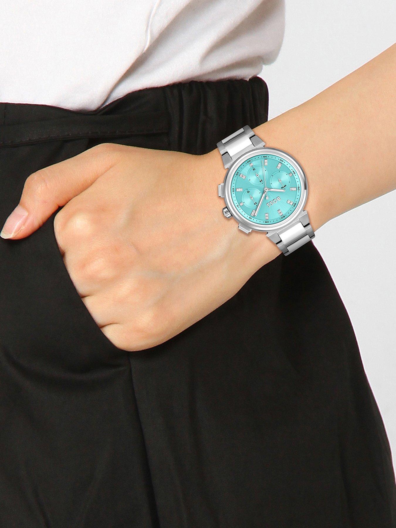 Image 6 of 6 of BOSS Ladies One Stainless Steel Watch with Bright Turquoise Dial