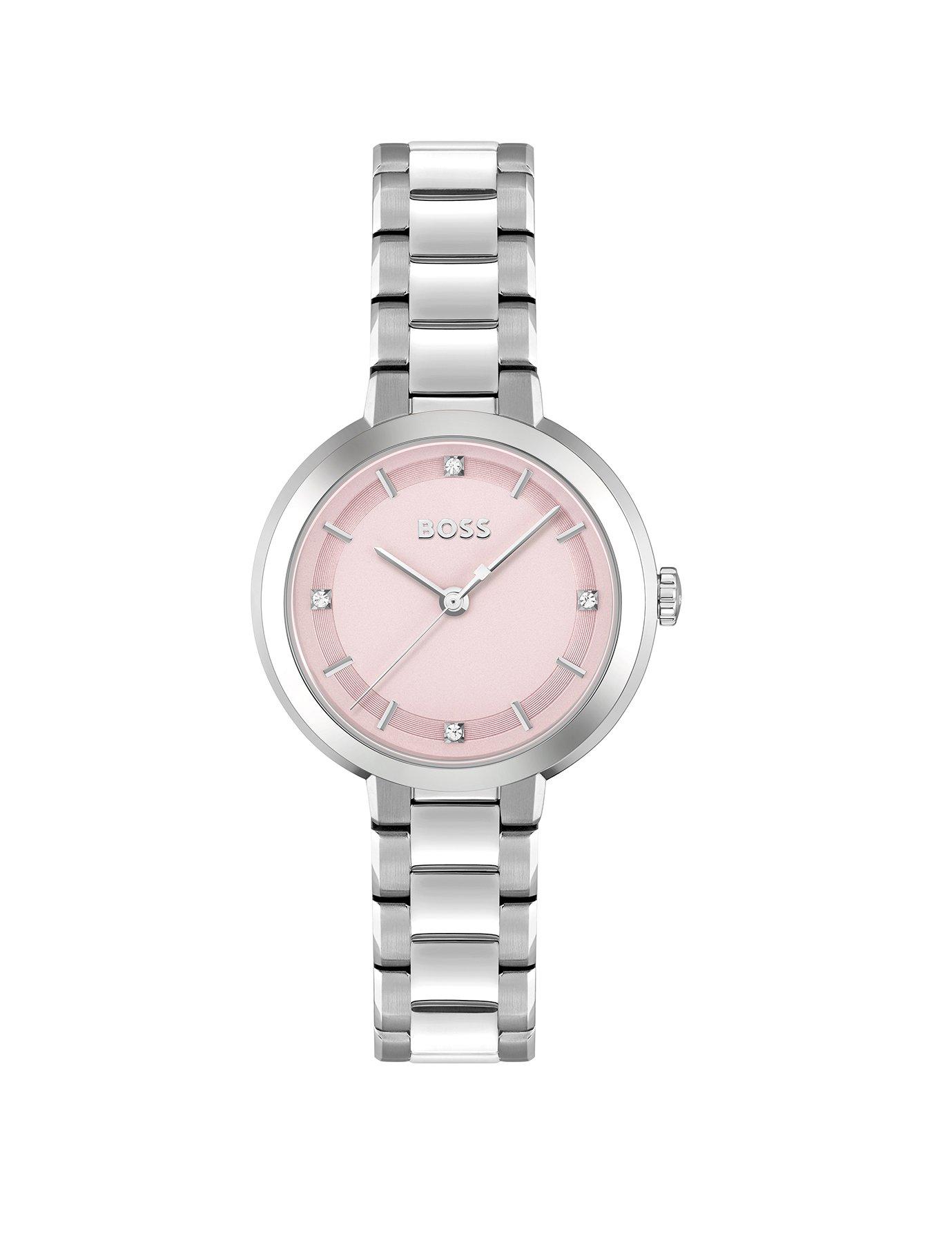 Product photograph of Boss Ladies Sena Stainless Steel Bracelet Watch from very.co.uk