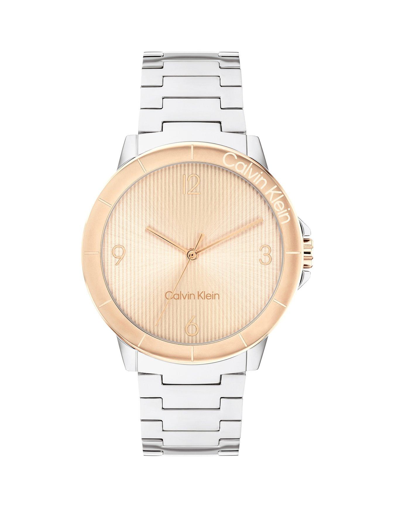 Product photograph of Calvin Klein Women S Calvin Klein Two-tone Stainless Steel And Gold Plated Bracelet Watch from very.co.uk