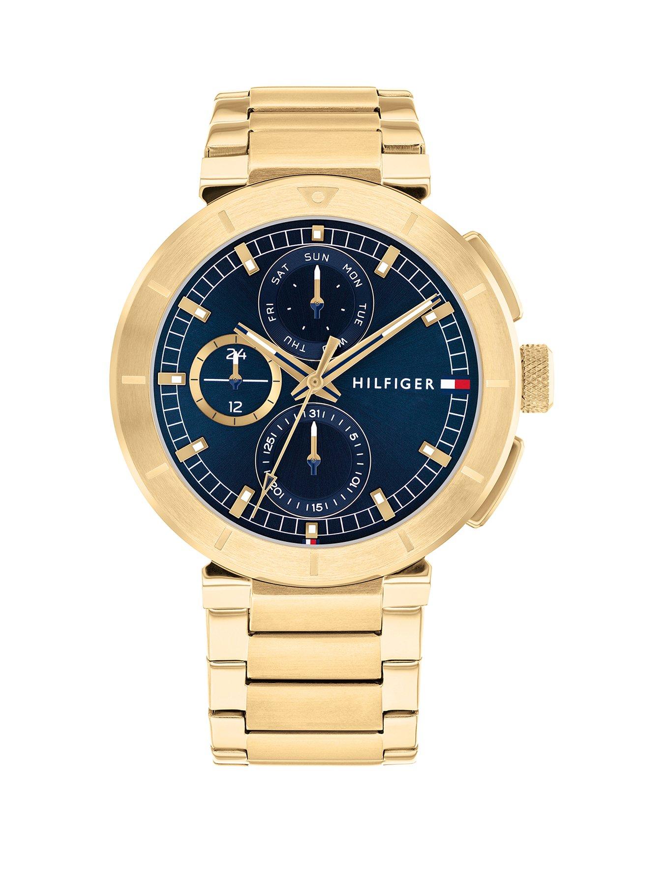 Product photograph of Tommy Hilfiger Gold Plated Men S Watch from very.co.uk