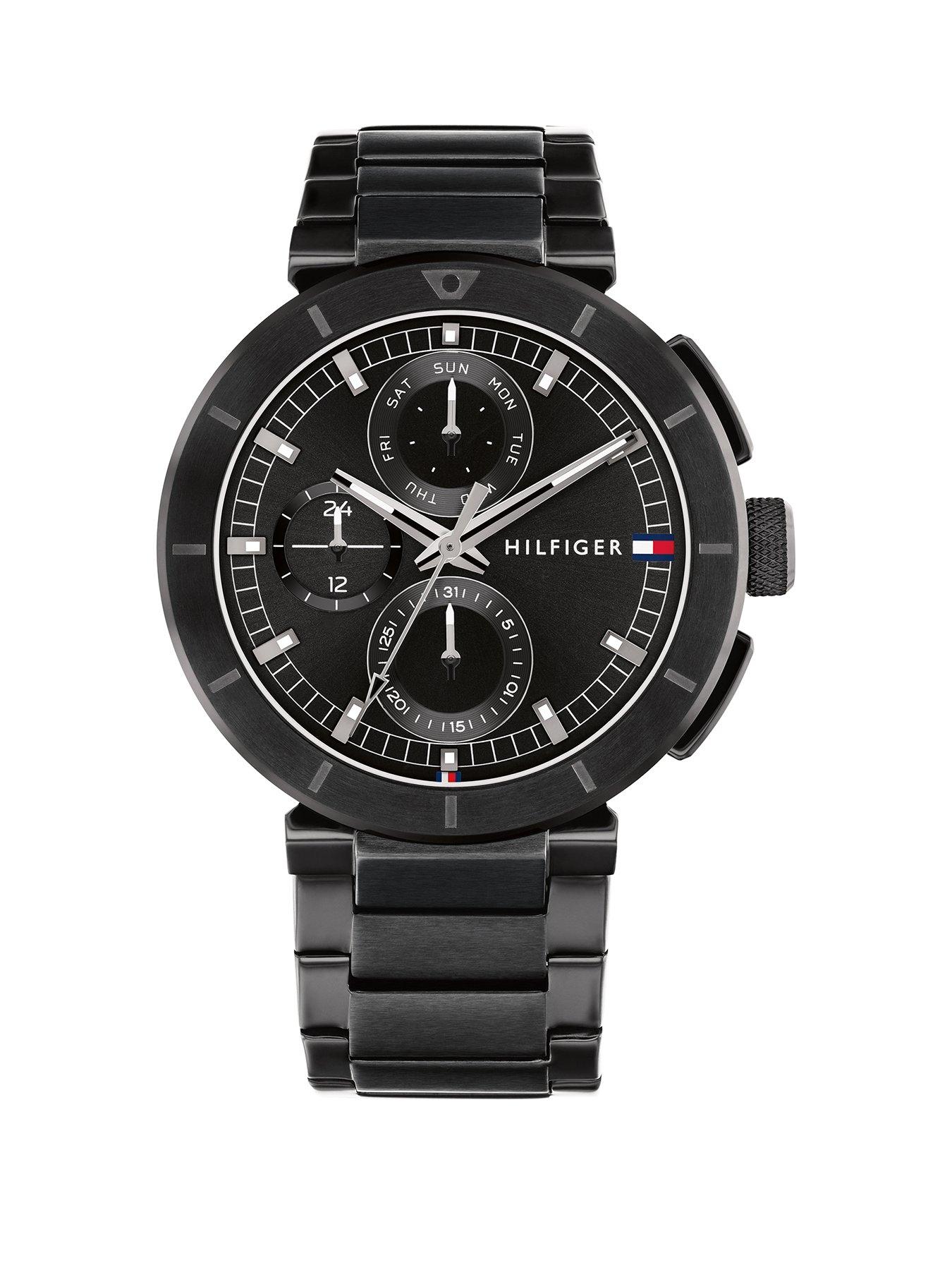 Product photograph of Tommy Hilfiger Black Ip Men S Watch from very.co.uk