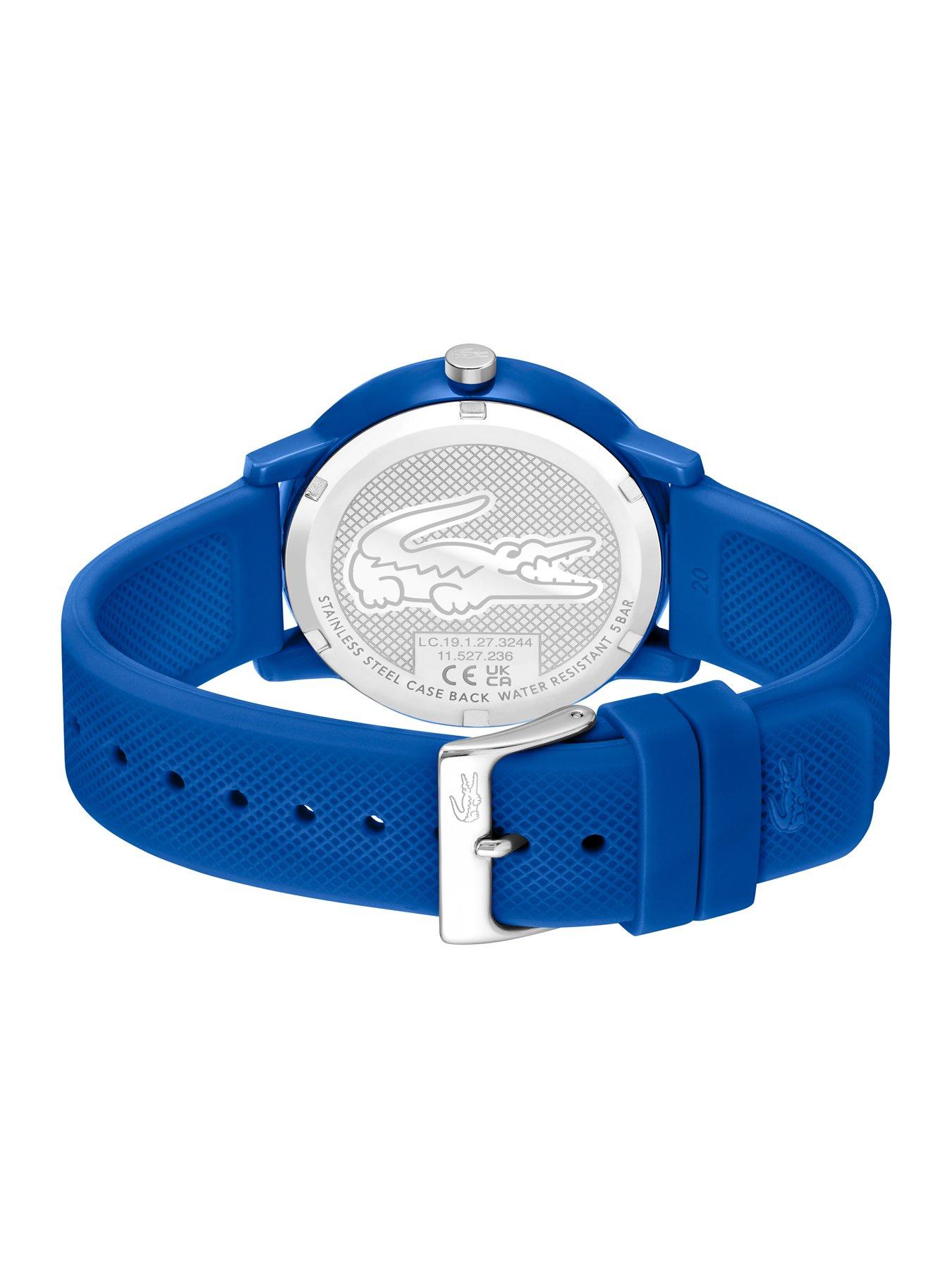 Lacoste Men s 42mm blue dial watch on a blue silicone strap Very
