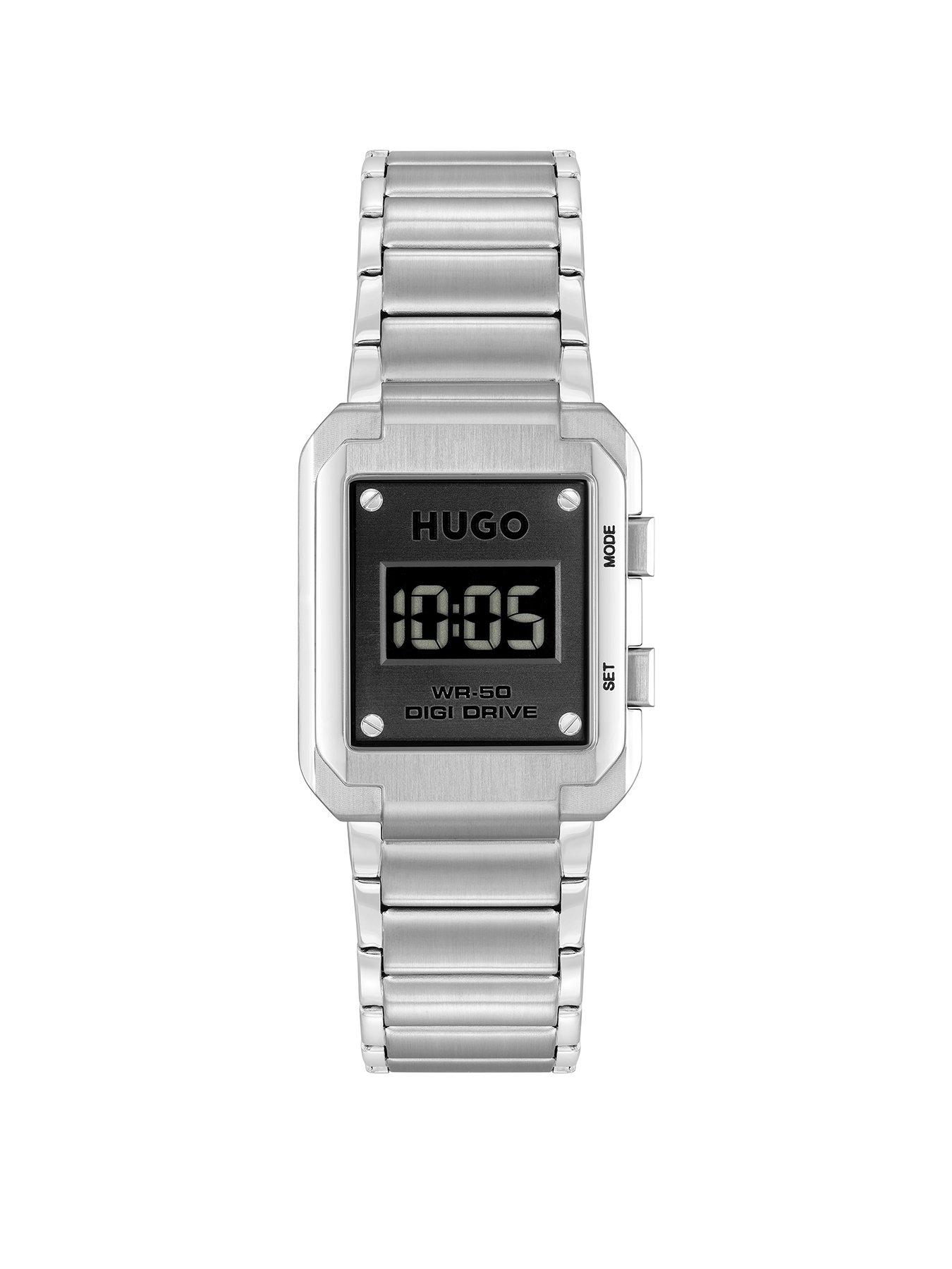 Product photograph of Hugo Gents Hugo Thrive Stainless Steel Digital Watch from very.co.uk