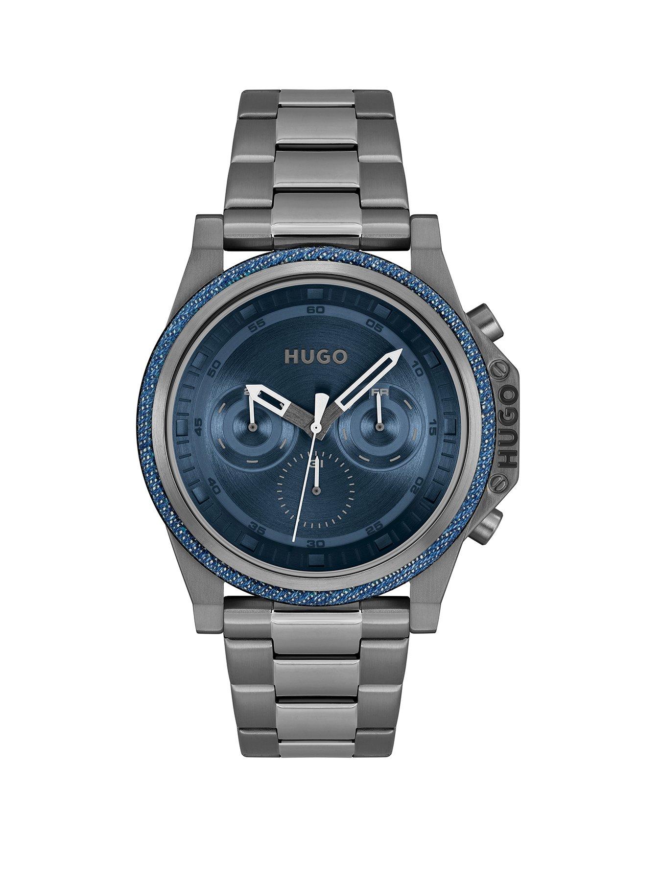 Product photograph of Hugo Gents Hugo Brave Grey Ip Watch from very.co.uk