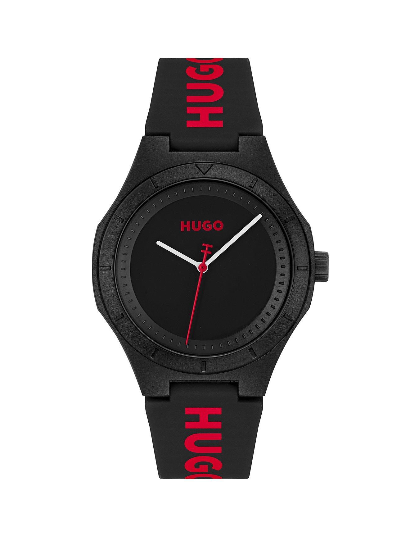 Product photograph of Hugo Gents Hugo Litforhim Black Silicone Watch from very.co.uk