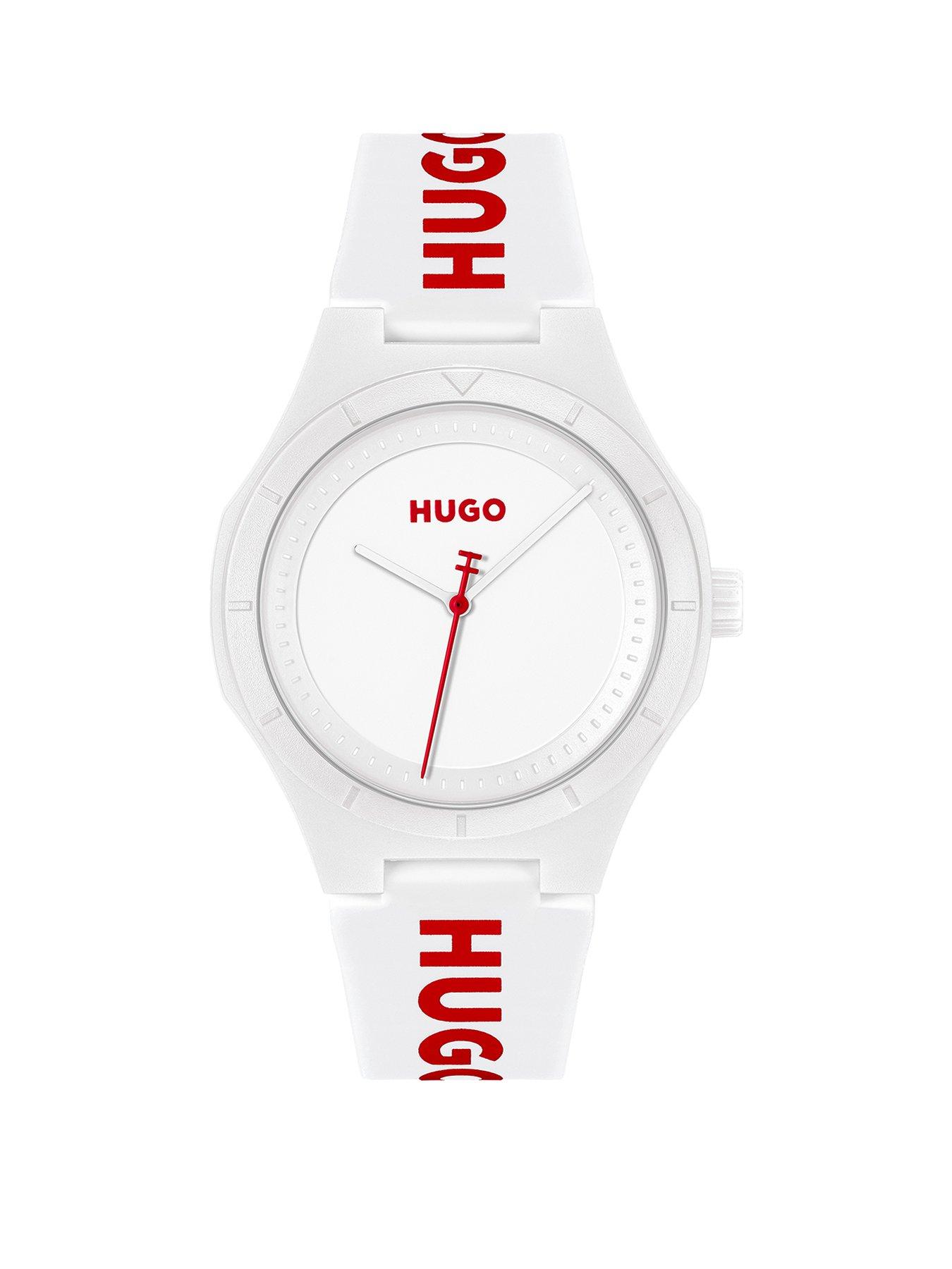 Product photograph of Hugo Gents Litforhim White Silicone Watch from very.co.uk