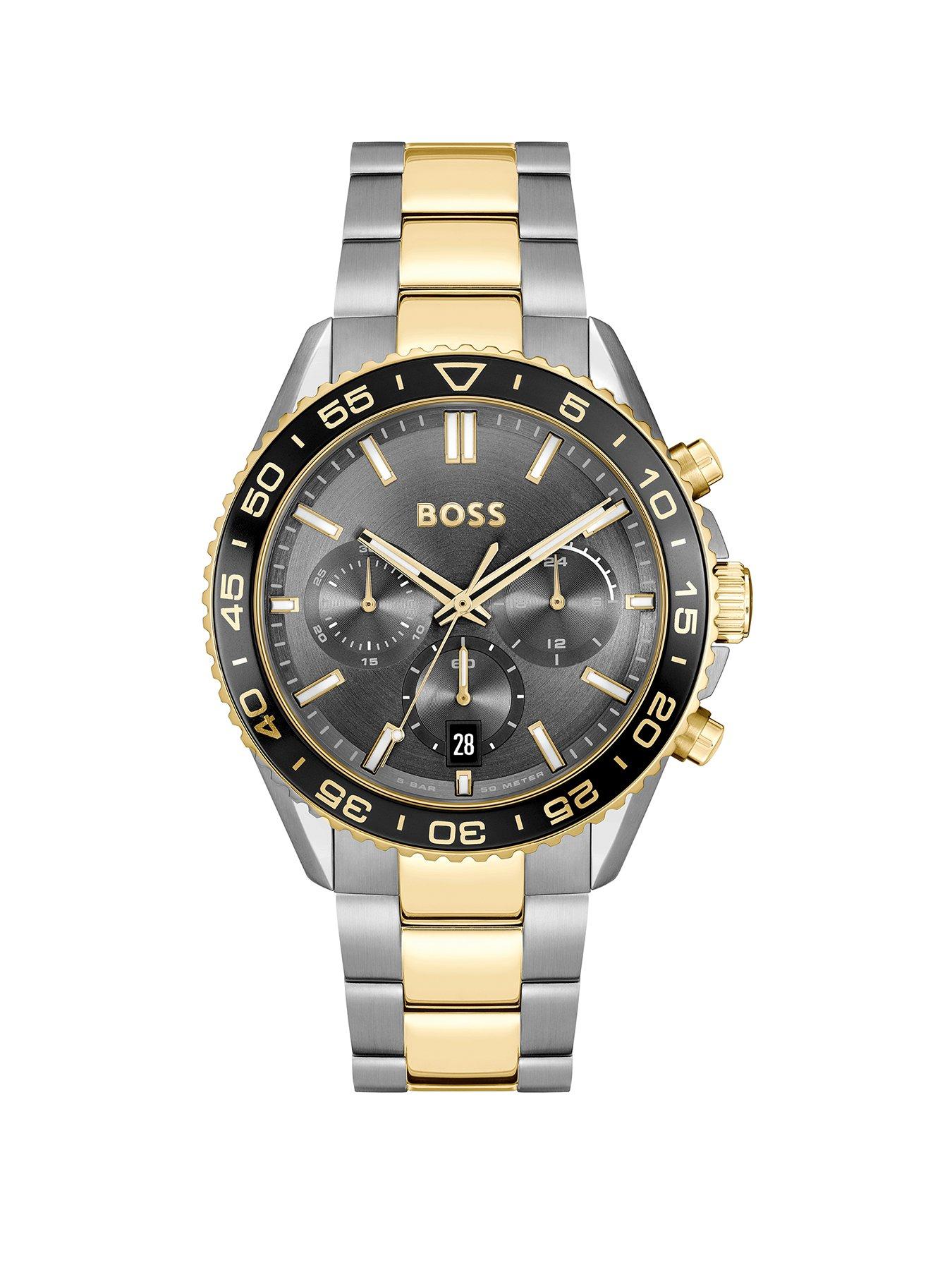 Product photograph of Boss Gents Runner Chronograph Bi Colour Bracelet Watch from very.co.uk