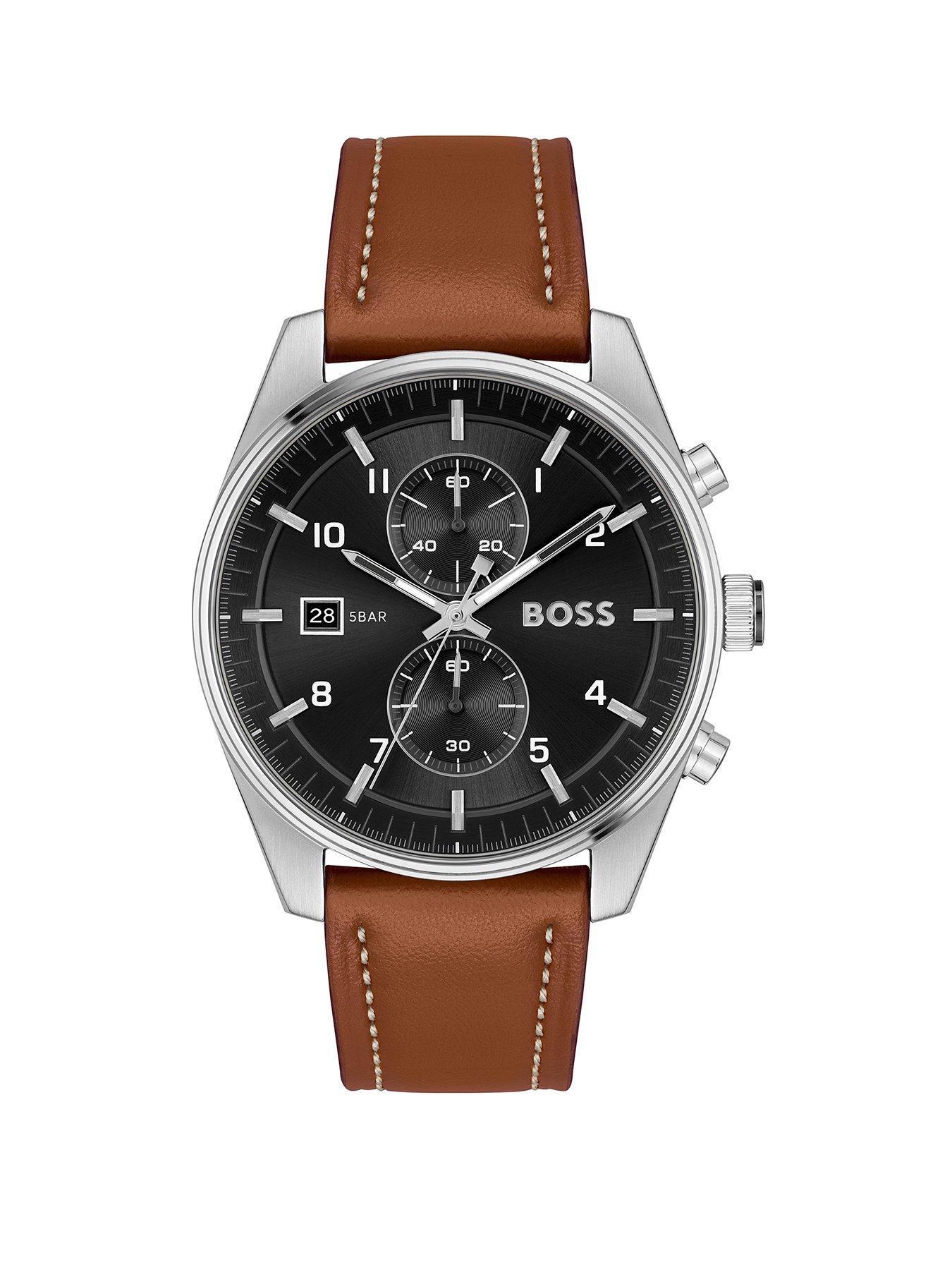 Product photograph of Boss Gents Skytraveller Chronograph Watch from very.co.uk