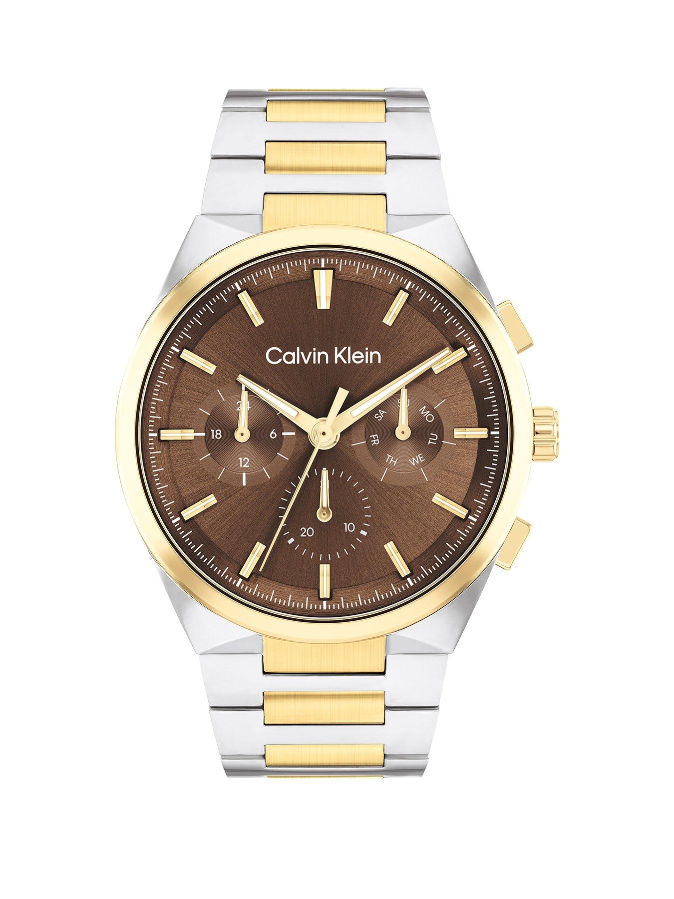 Product photograph of Calvin Klein Men S Calvin Klein Two-tone Stainless Steel And Gold Plated Bracelet Watch from very.co.uk