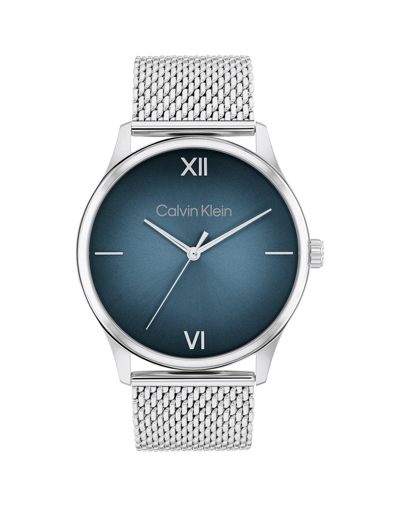 Product photograph of Calvin Klein Men S Calvin Klein Stainless Steel Mesh Watch from very.co.uk