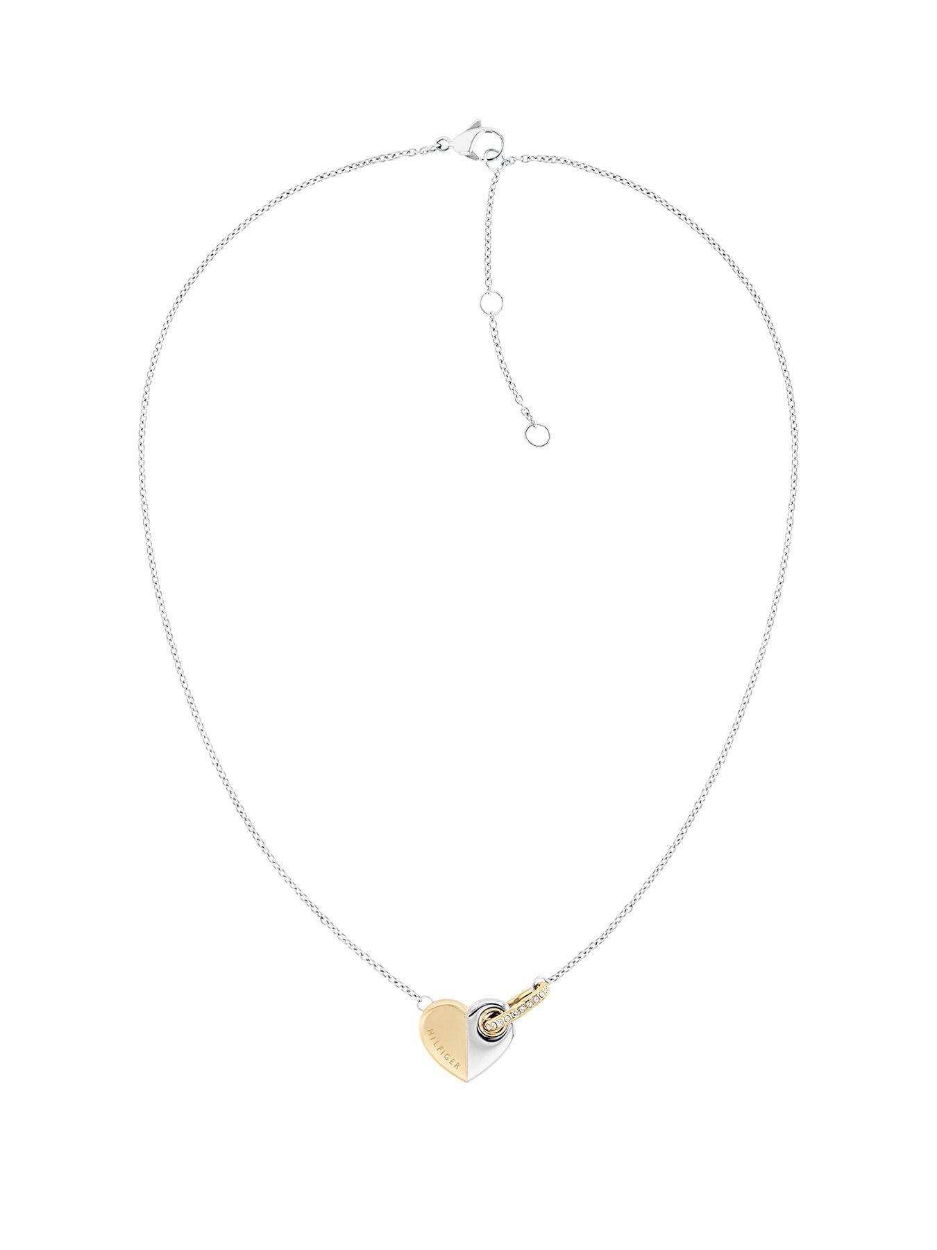 undefined women's two-tone stainless steel and gold plated heart necklace